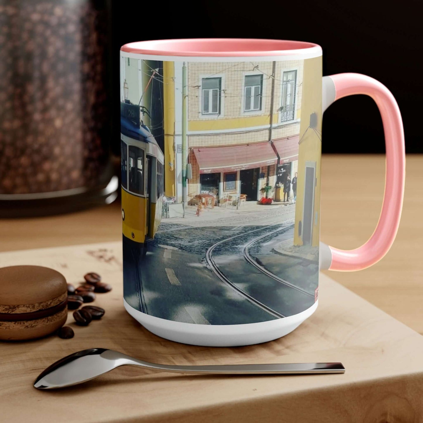 Remodelado Tram | Portugal | Two-Tone Coffee Mugs, 15oz
