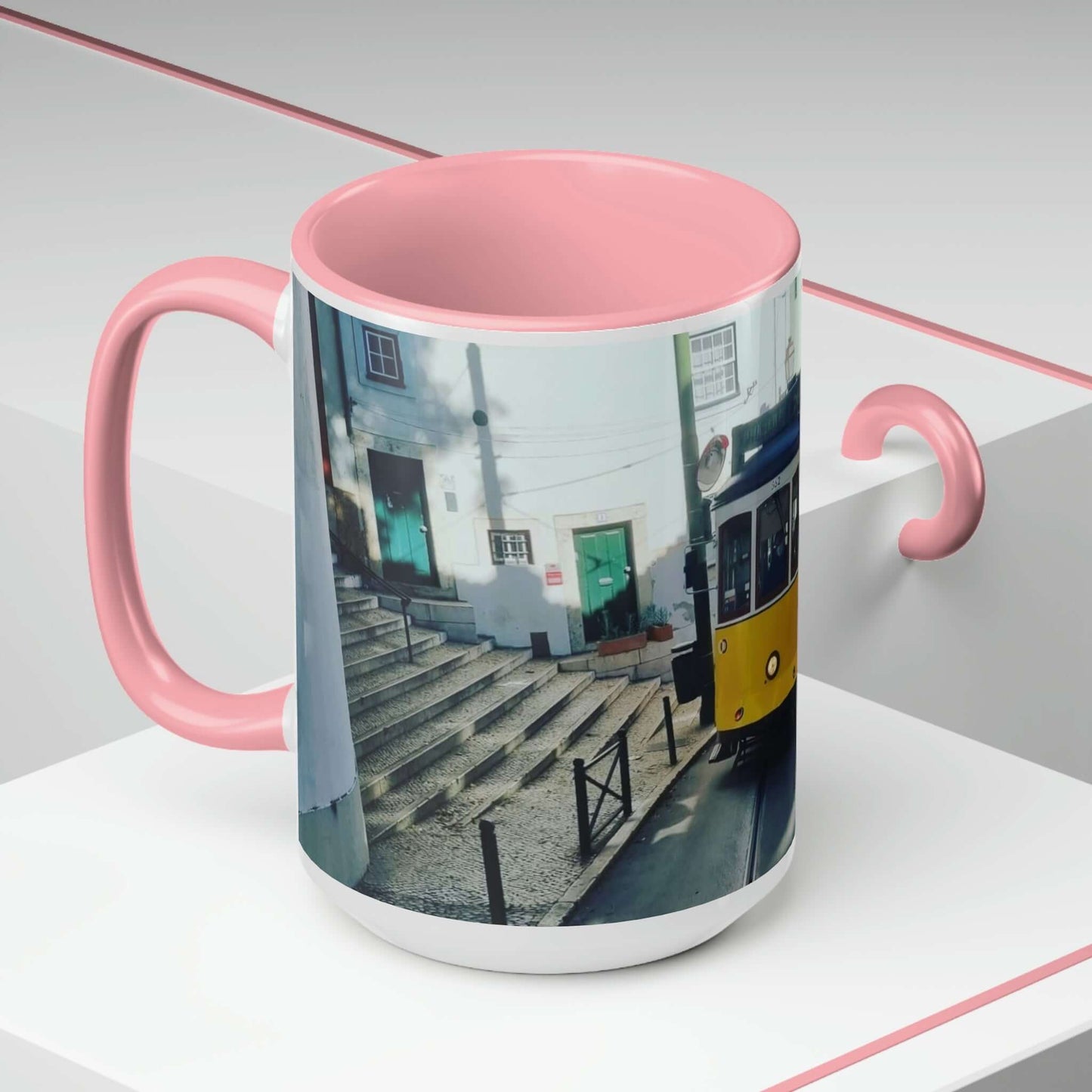 Remodelado Tram | Portugal | Two-Tone Coffee Mugs, 15oz