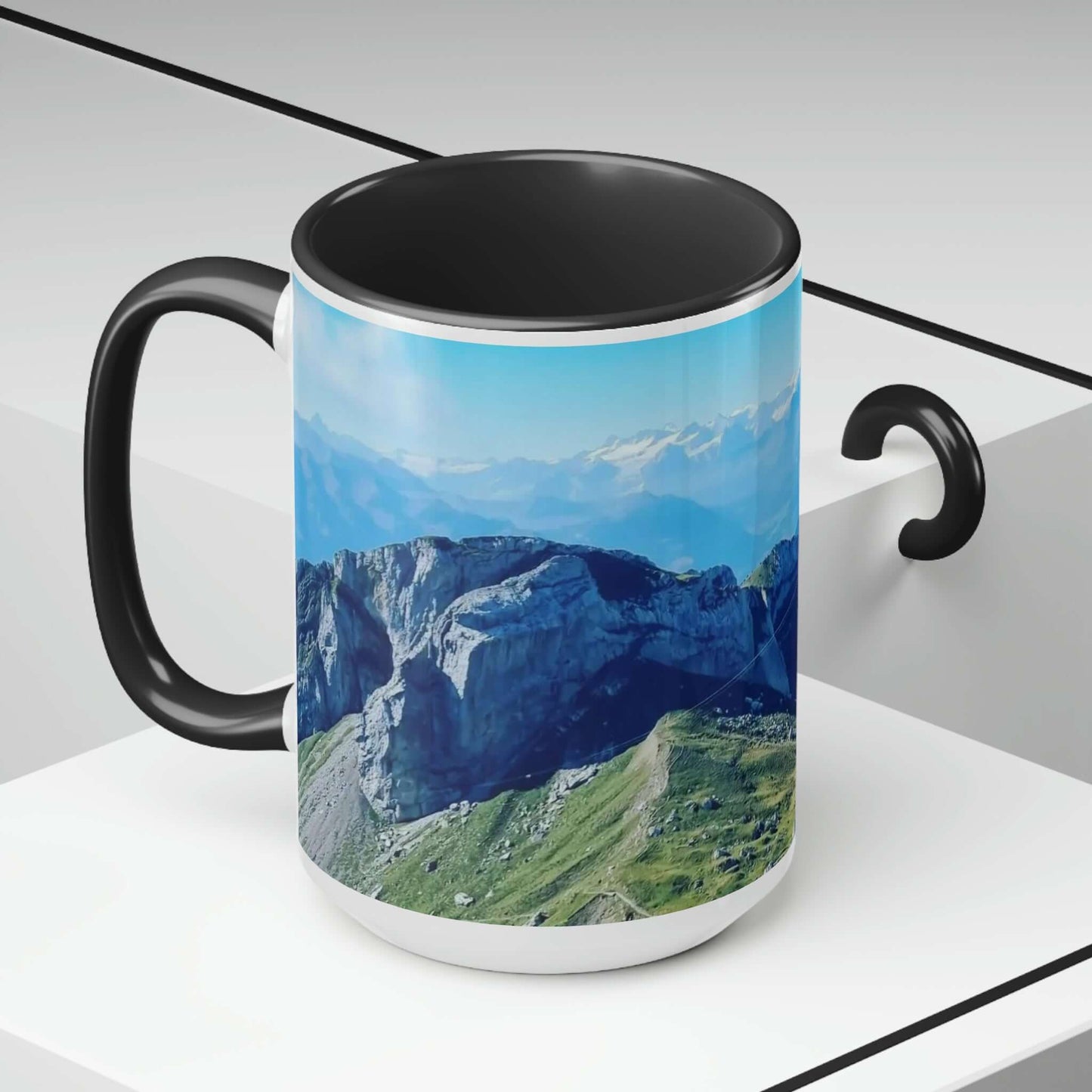 The Mt. Pilatus View | Switzerland | Two-Tone Coffee Mugs, 15oz
