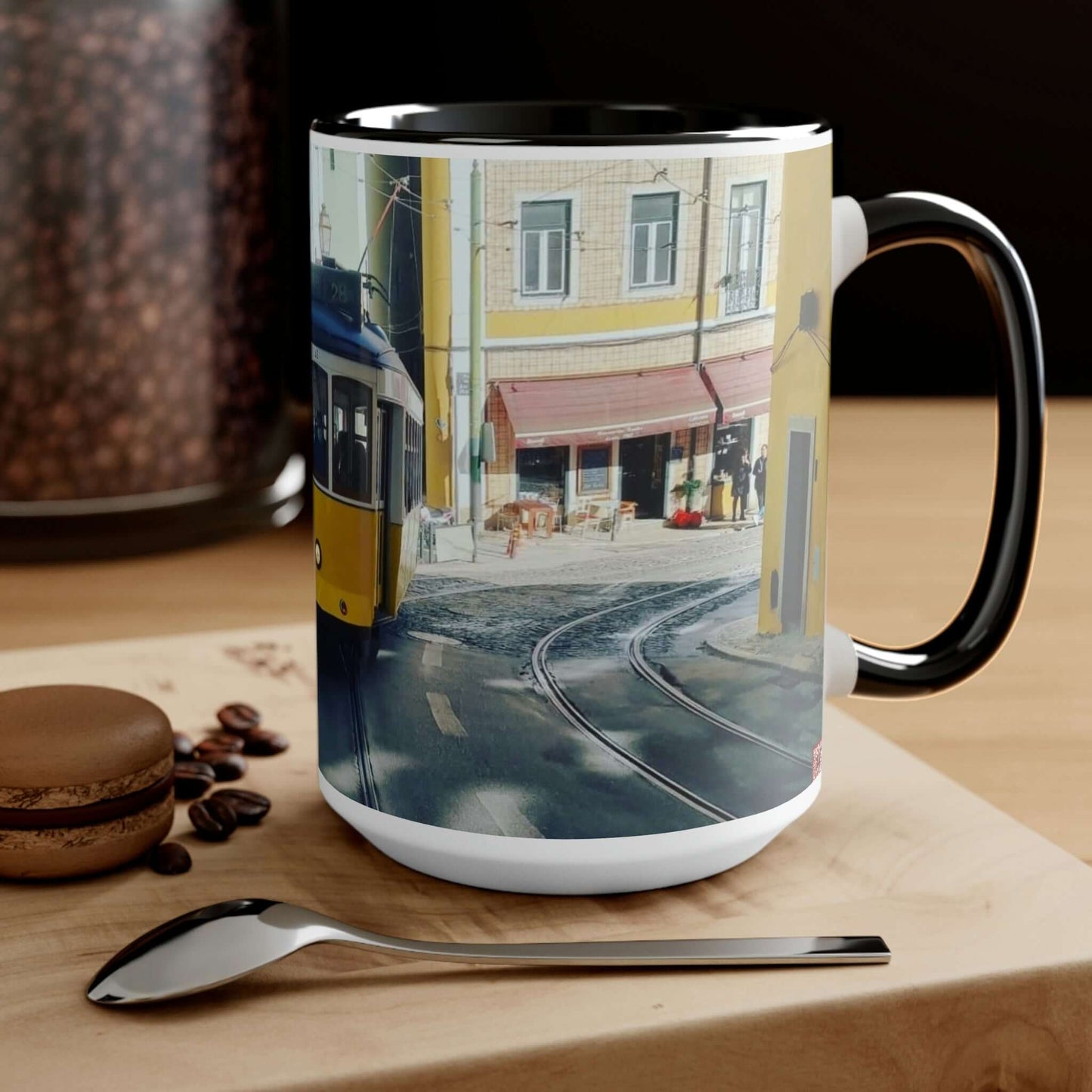 Remodelado Tram | Portugal | Two-Tone Coffee Mugs, 15oz