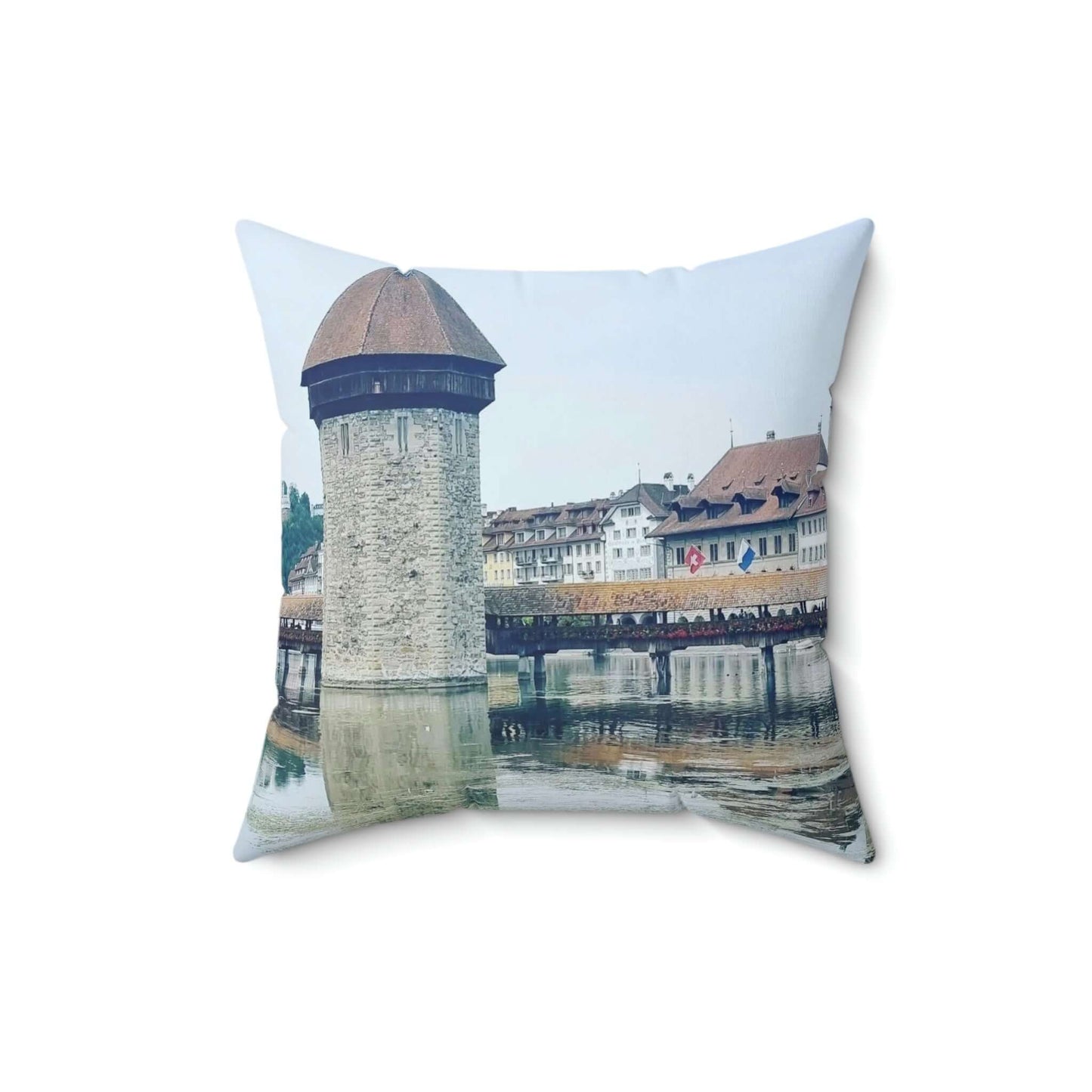 Chapel Bridge | Switzerland | Spun Polyester Square Pillow