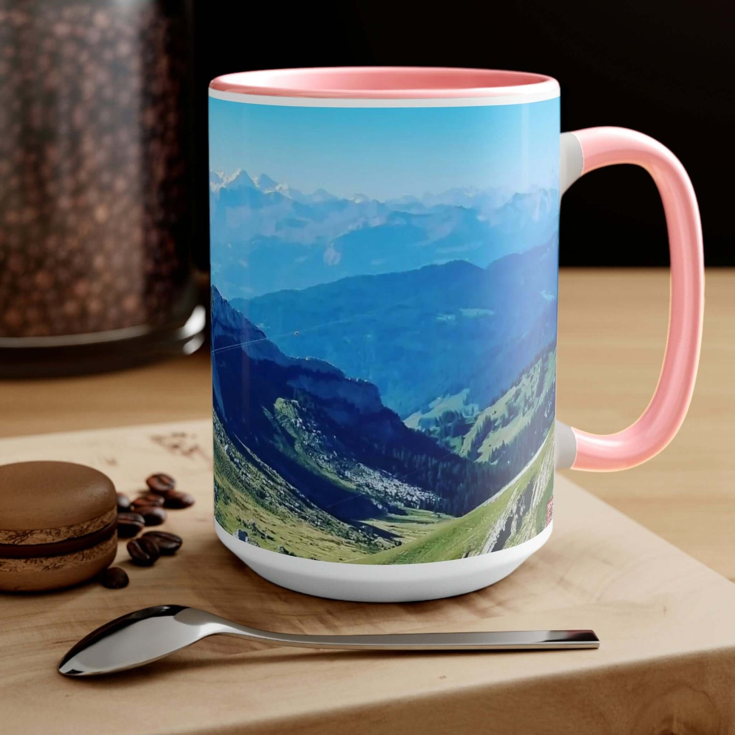 The Mt. Pilatus View | Switzerland | Two-Tone Coffee Mugs, 15oz