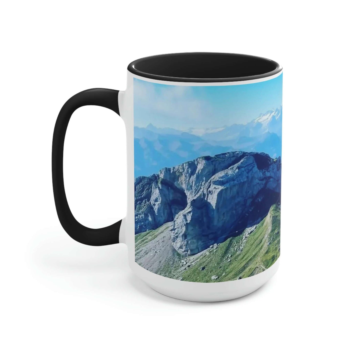 The Mt. Pilatus View | Switzerland | Two-Tone Coffee Mugs, 15oz