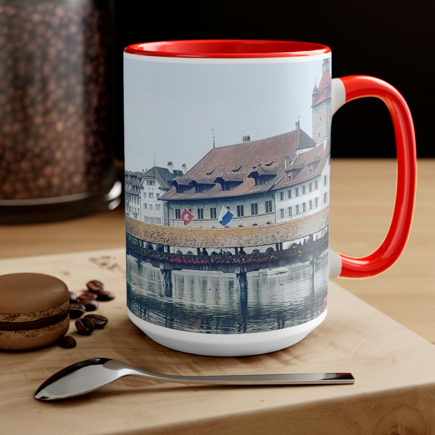 Chapel Bridge | Switzerland | Two-Tone Coffee Mugs, 15oz