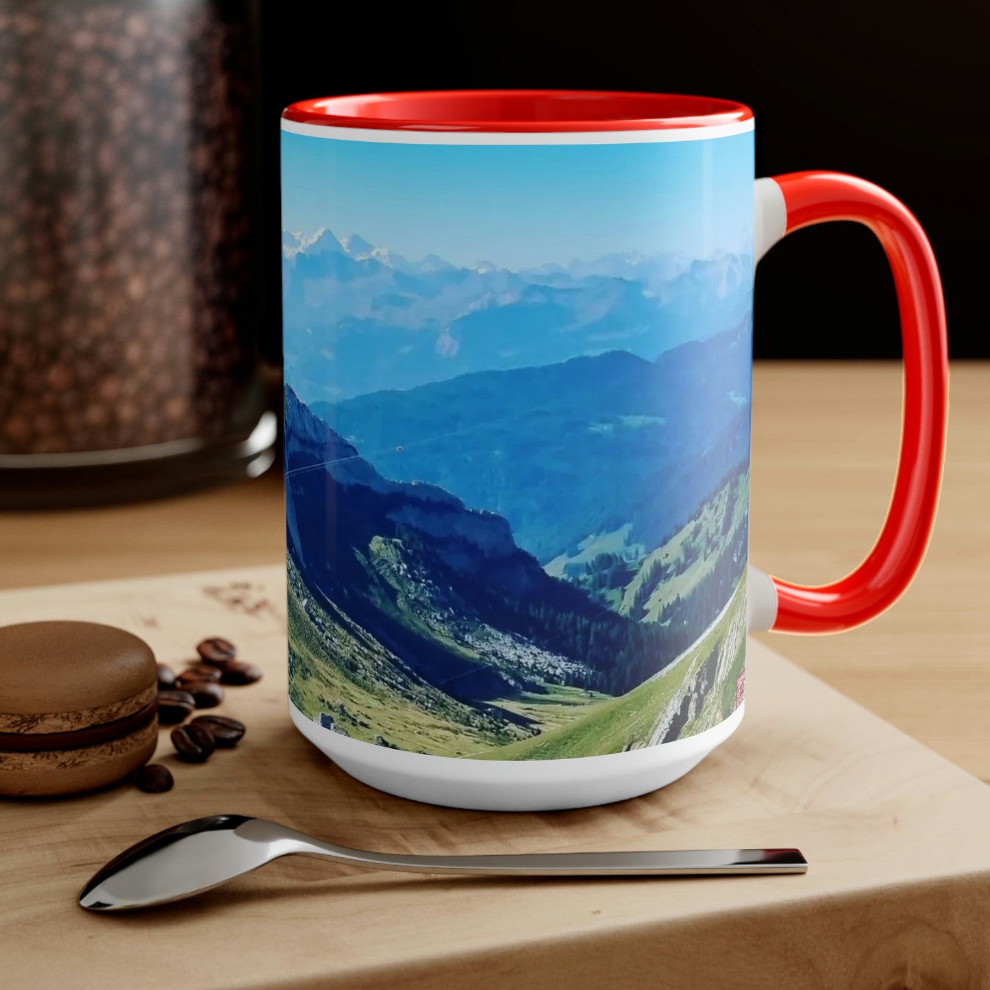 The Mt. Pilatus View | Switzerland | Two-Tone Coffee Mugs, 15oz