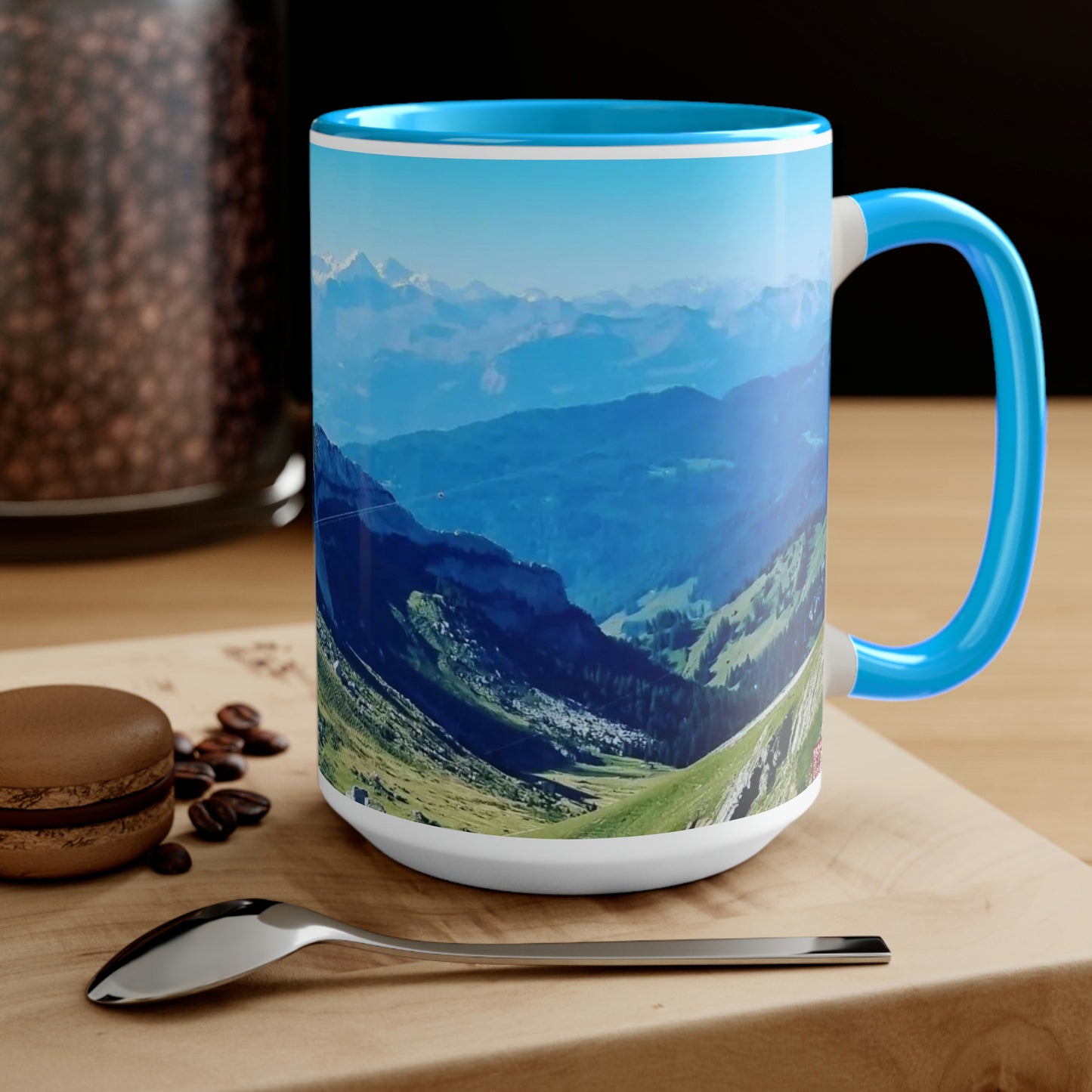 The Mt. Pilatus View | Switzerland | Two-Tone Coffee Mugs, 15oz