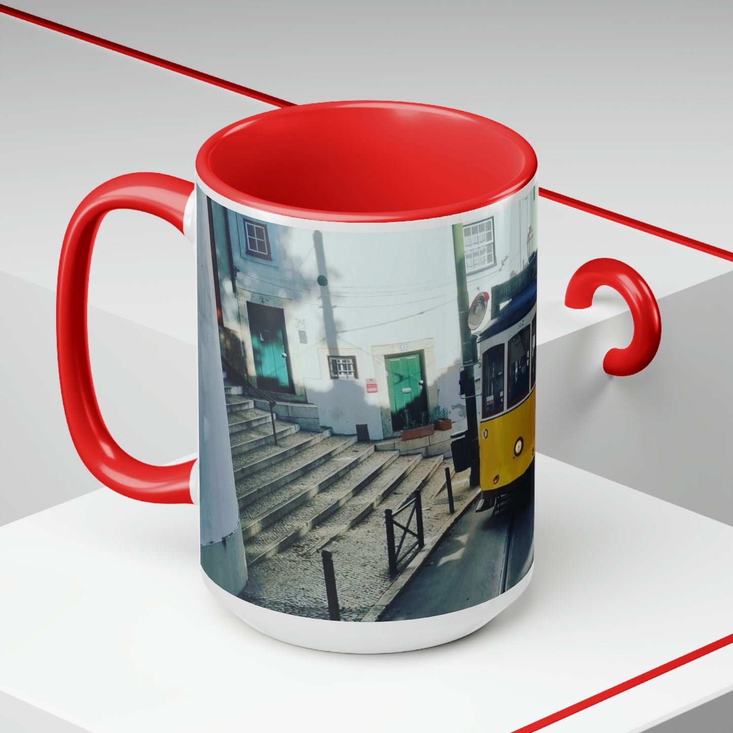 Remodelado Tram | Portugal | Two-Tone Coffee Mugs, 15oz