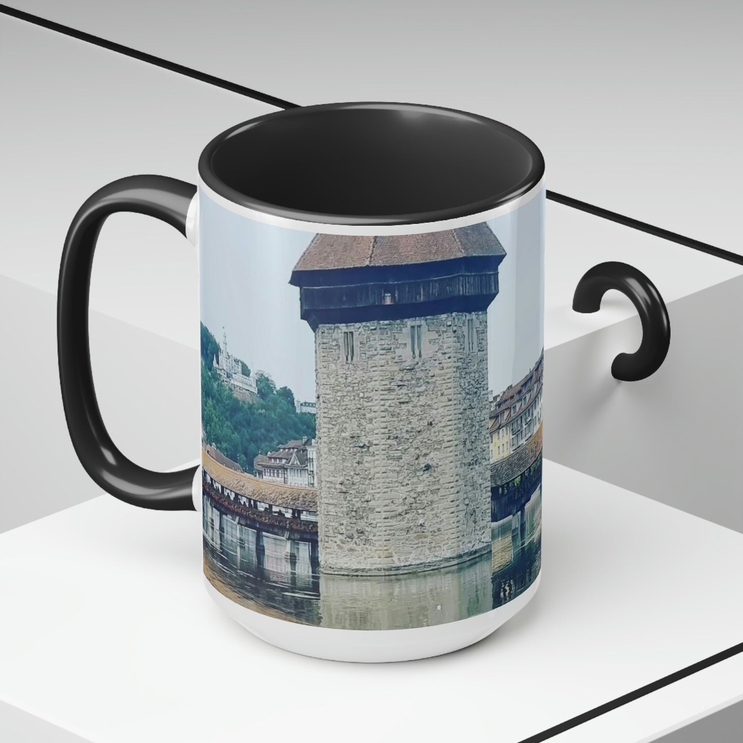 Chapel Bridge | Switzerland | Two-Tone Coffee Mugs, 15oz