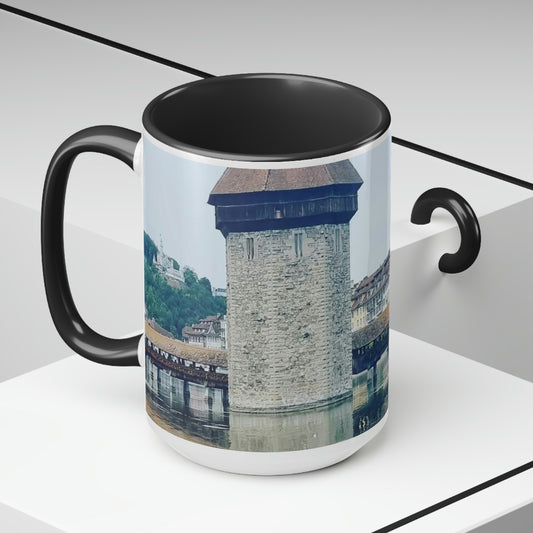 Chapel Bridge | Switzerland | Two-Tone Coffee Mugs, 15oz