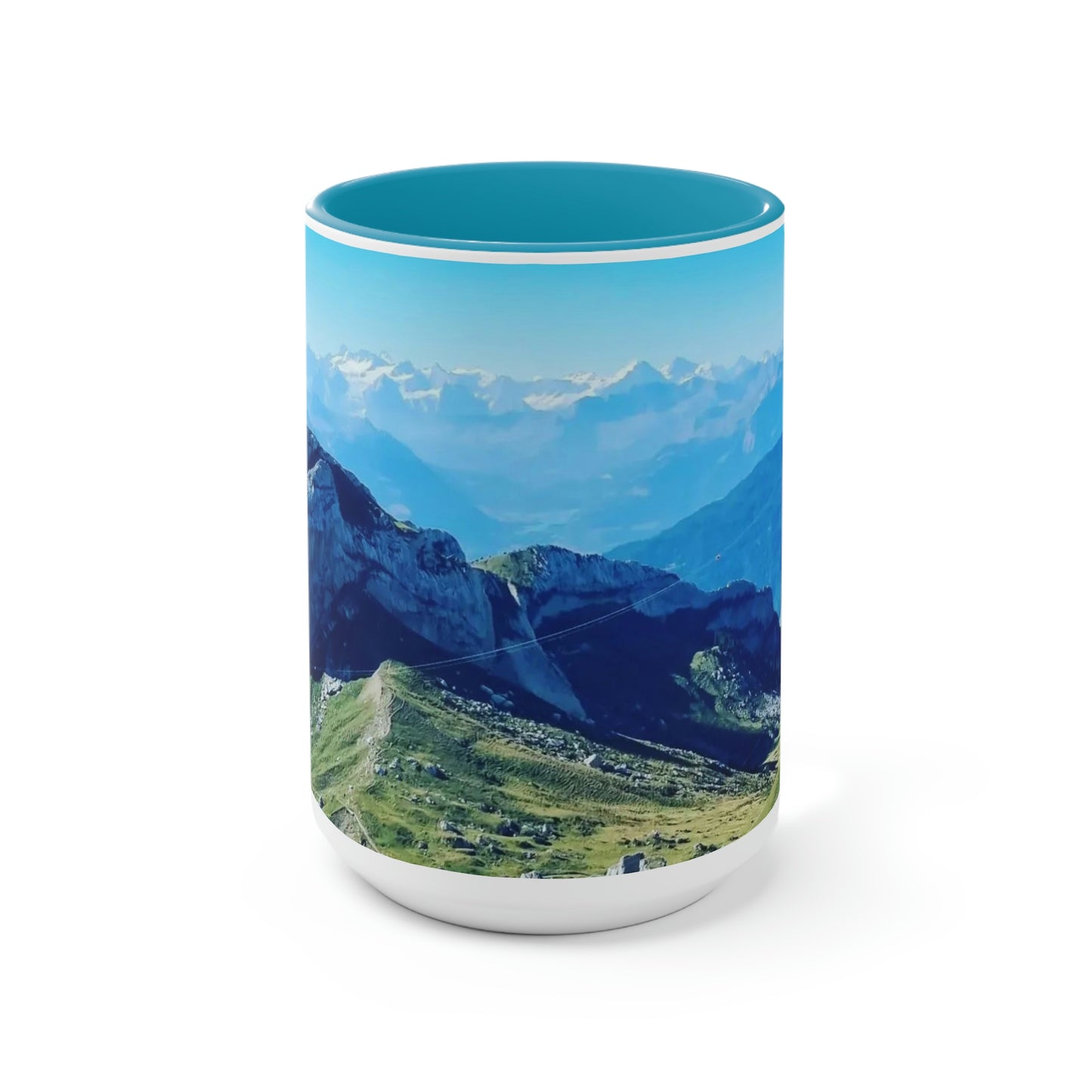 The Mt. Pilatus View | Switzerland | Two-Tone Coffee Mugs, 15oz