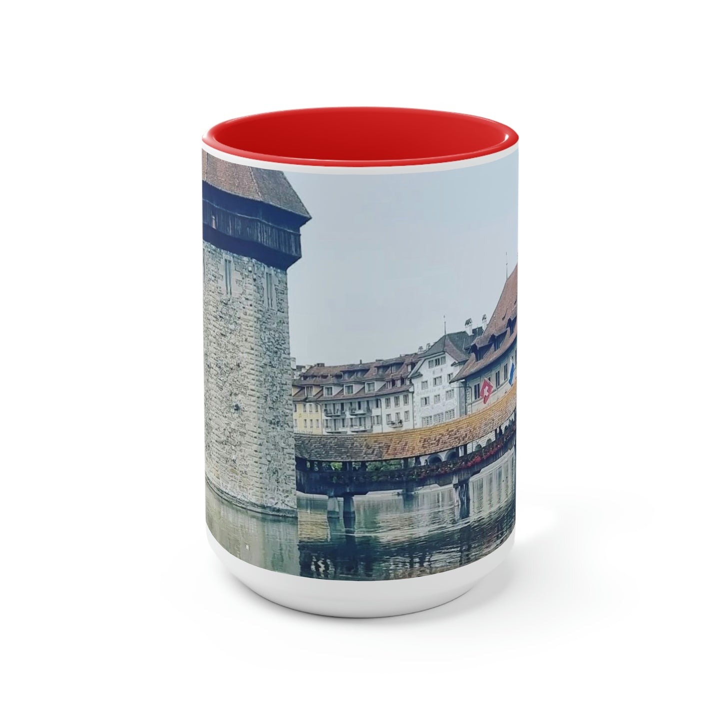 Chapel Bridge | Switzerland | Two-Tone Coffee Mugs, 15oz