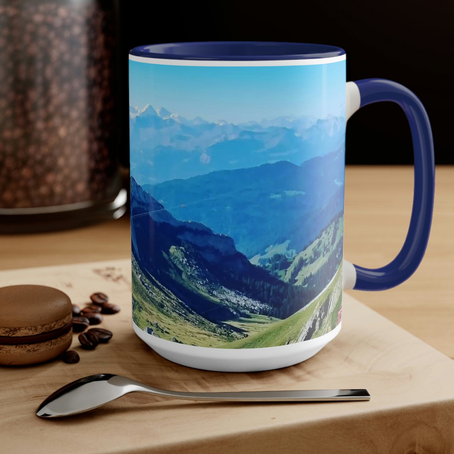 The Mt. Pilatus View | Switzerland | Two-Tone Coffee Mugs, 15oz