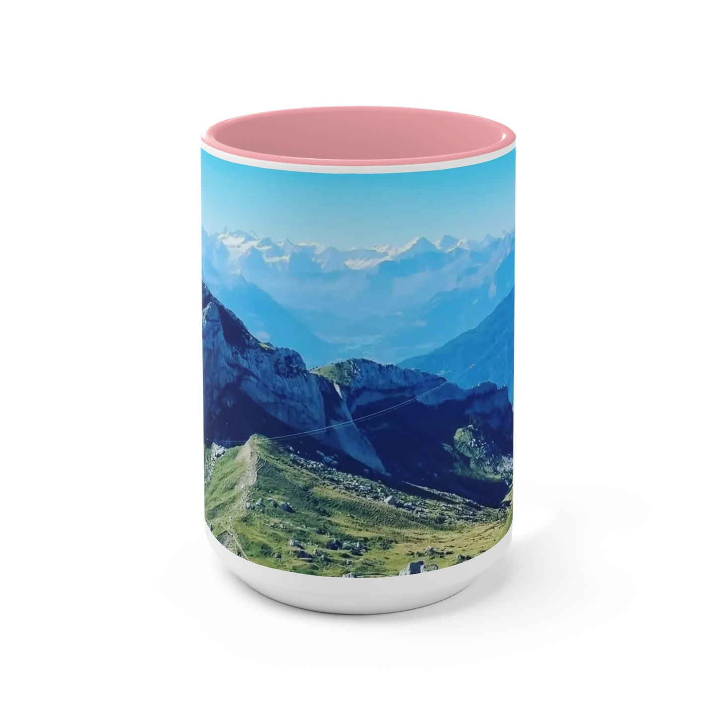 The Mt. Pilatus View | Switzerland | Two-Tone Coffee Mugs, 15oz