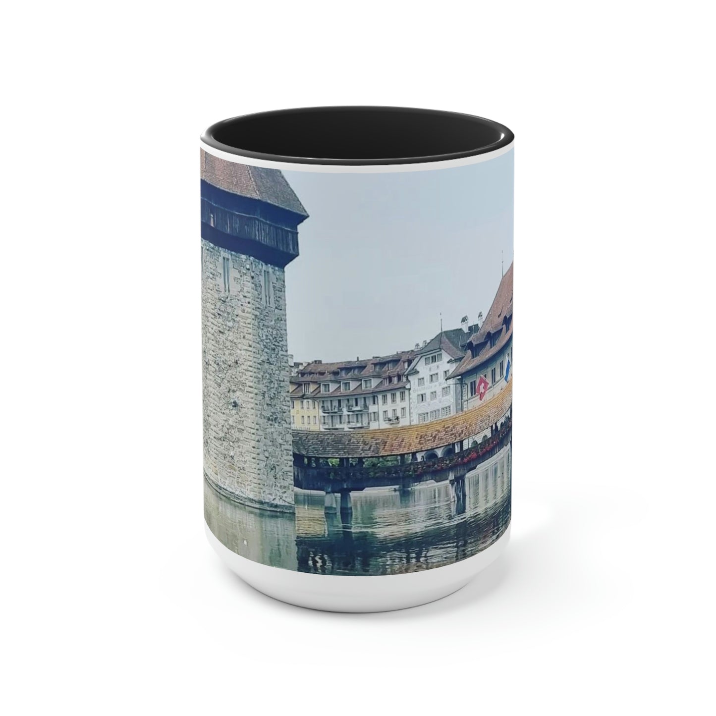 Chapel Bridge | Switzerland | Two-Tone Coffee Mugs, 15oz