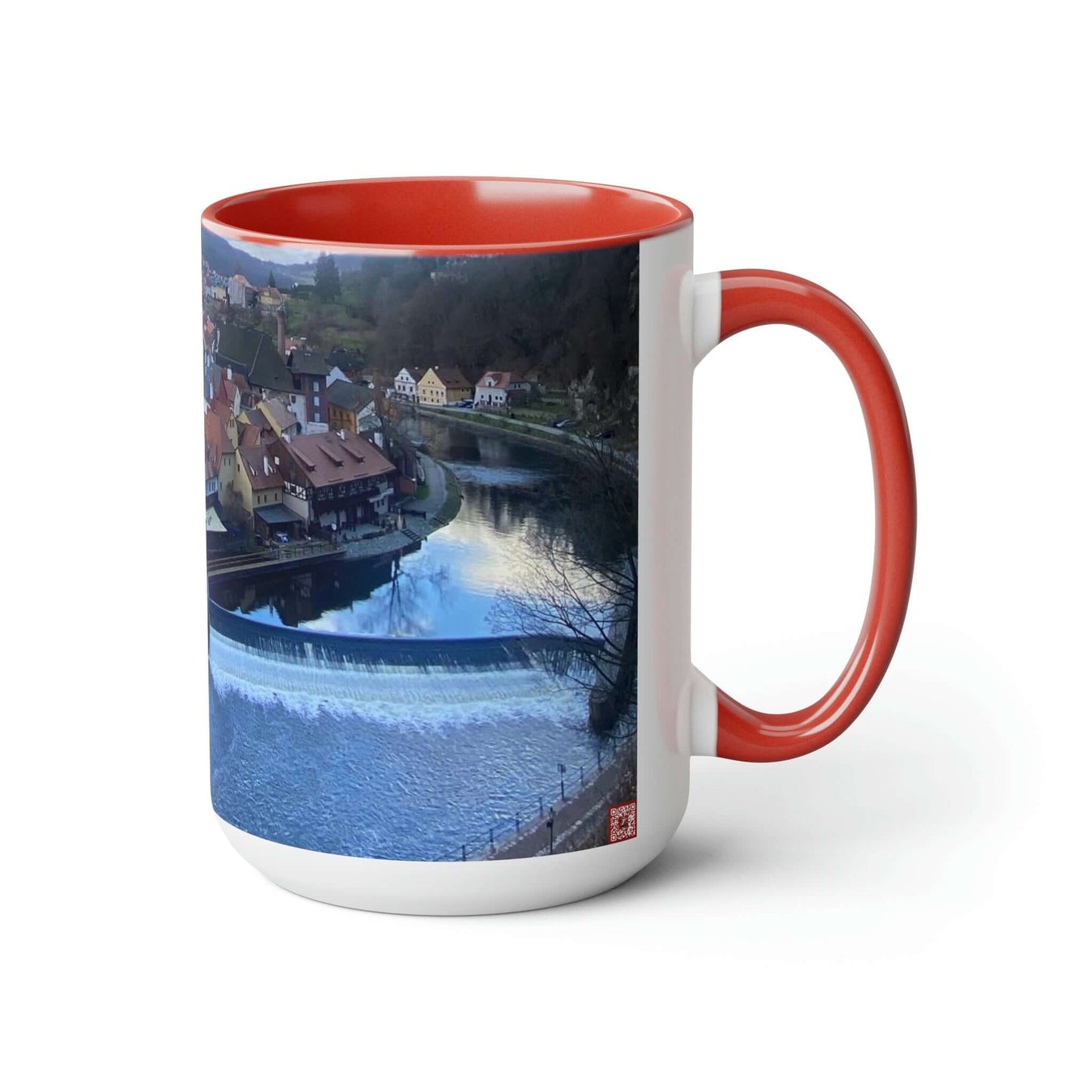 The River of Český Krumlov | Czech Republic | Two-Tone Coffee Mugs, 15oz
