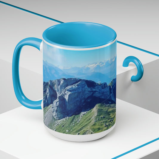 The Mt. Pilatus View | Switzerland | Two-Tone Coffee Mugs, 15oz