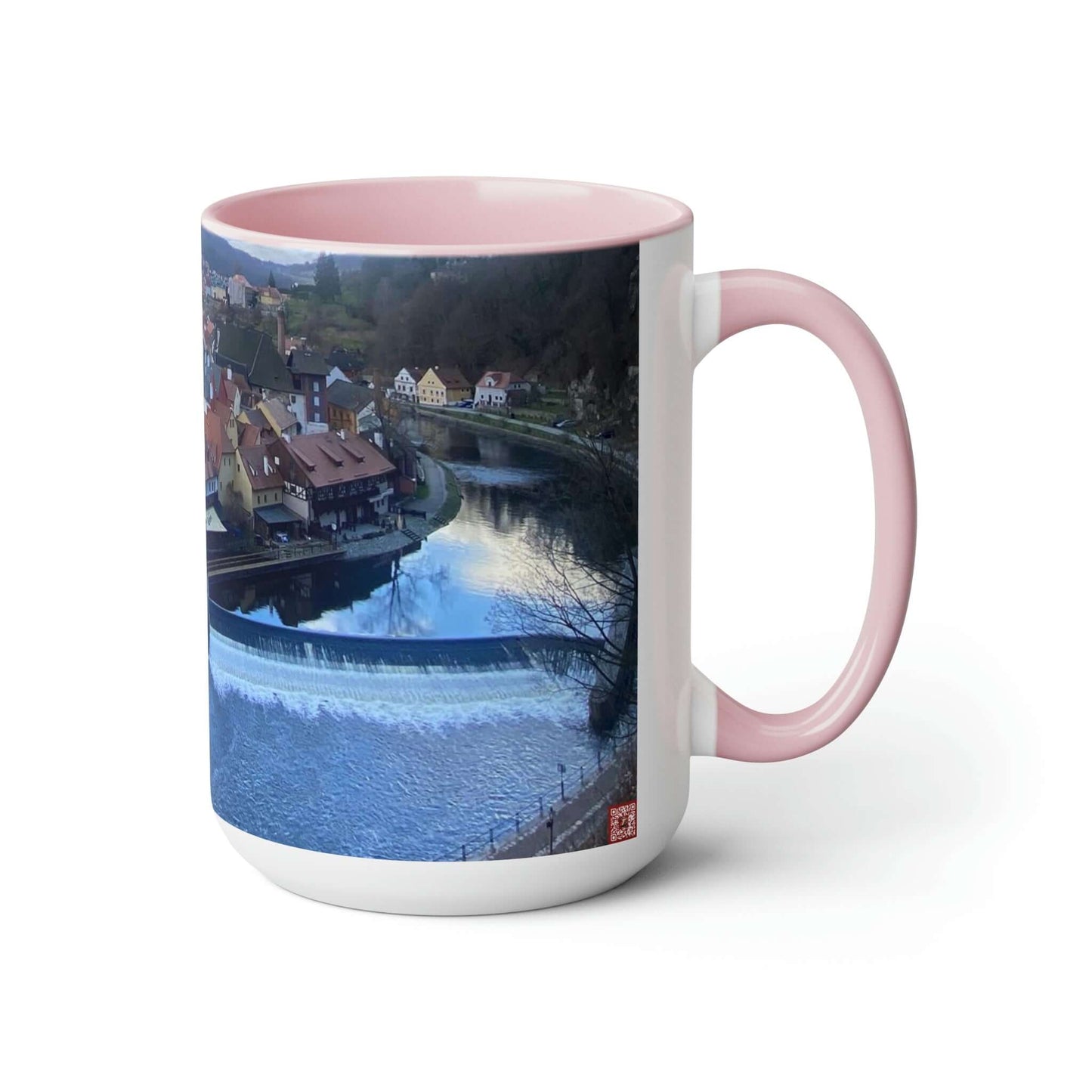 The River of Český Krumlov | Czech Republic | Two-Tone Coffee Mugs, 15oz