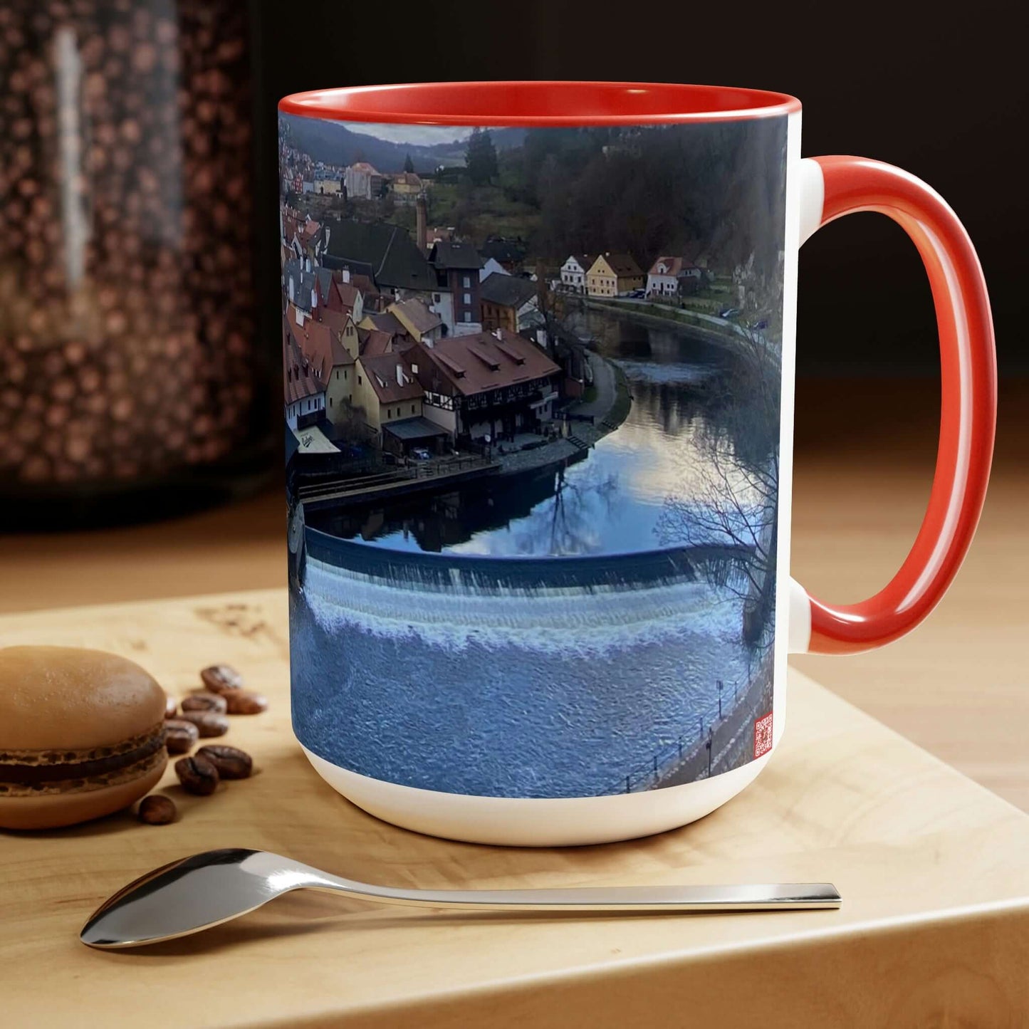 The River of Český Krumlov | Czech Republic | Two-Tone Coffee Mugs, 15oz