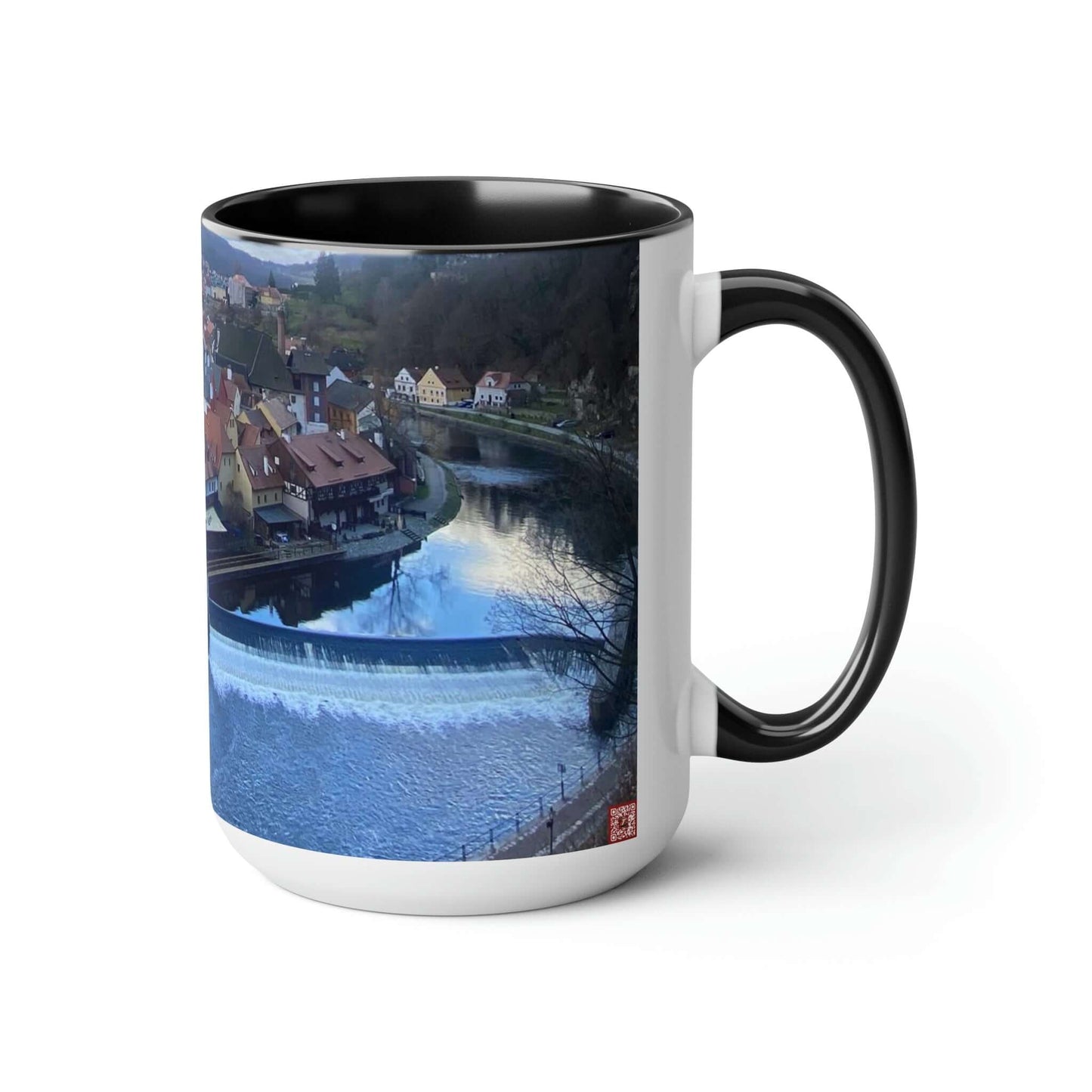 The River of Český Krumlov | Czech Republic | Two-Tone Coffee Mugs, 15oz
