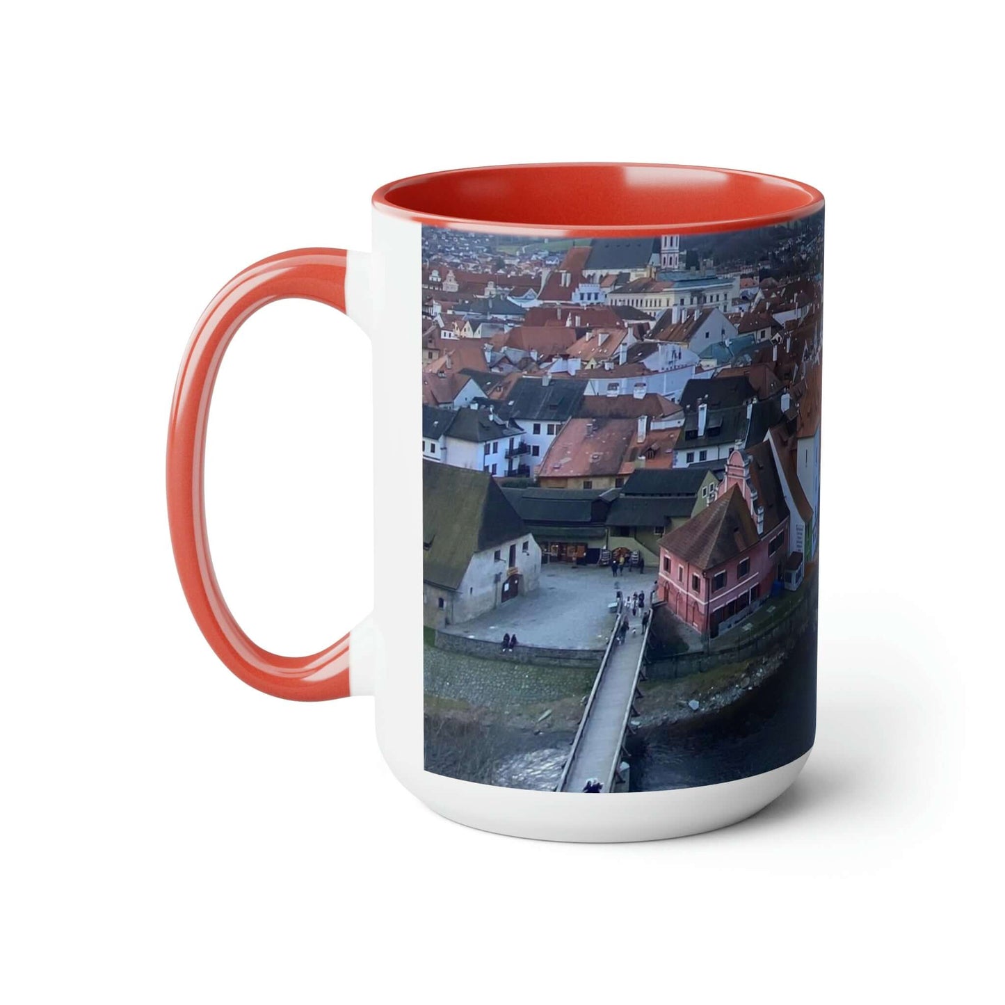 The River of Český Krumlov | Czech Republic | Two-Tone Coffee Mugs, 15oz