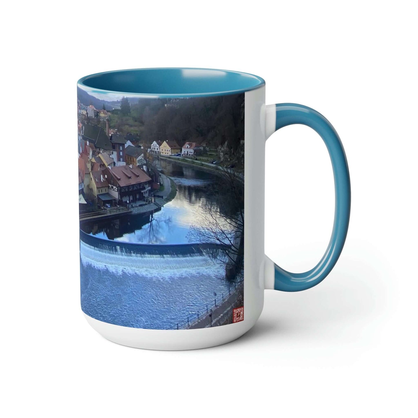 The River of Český Krumlov | Czech Republic | Two-Tone Coffee Mugs, 15oz