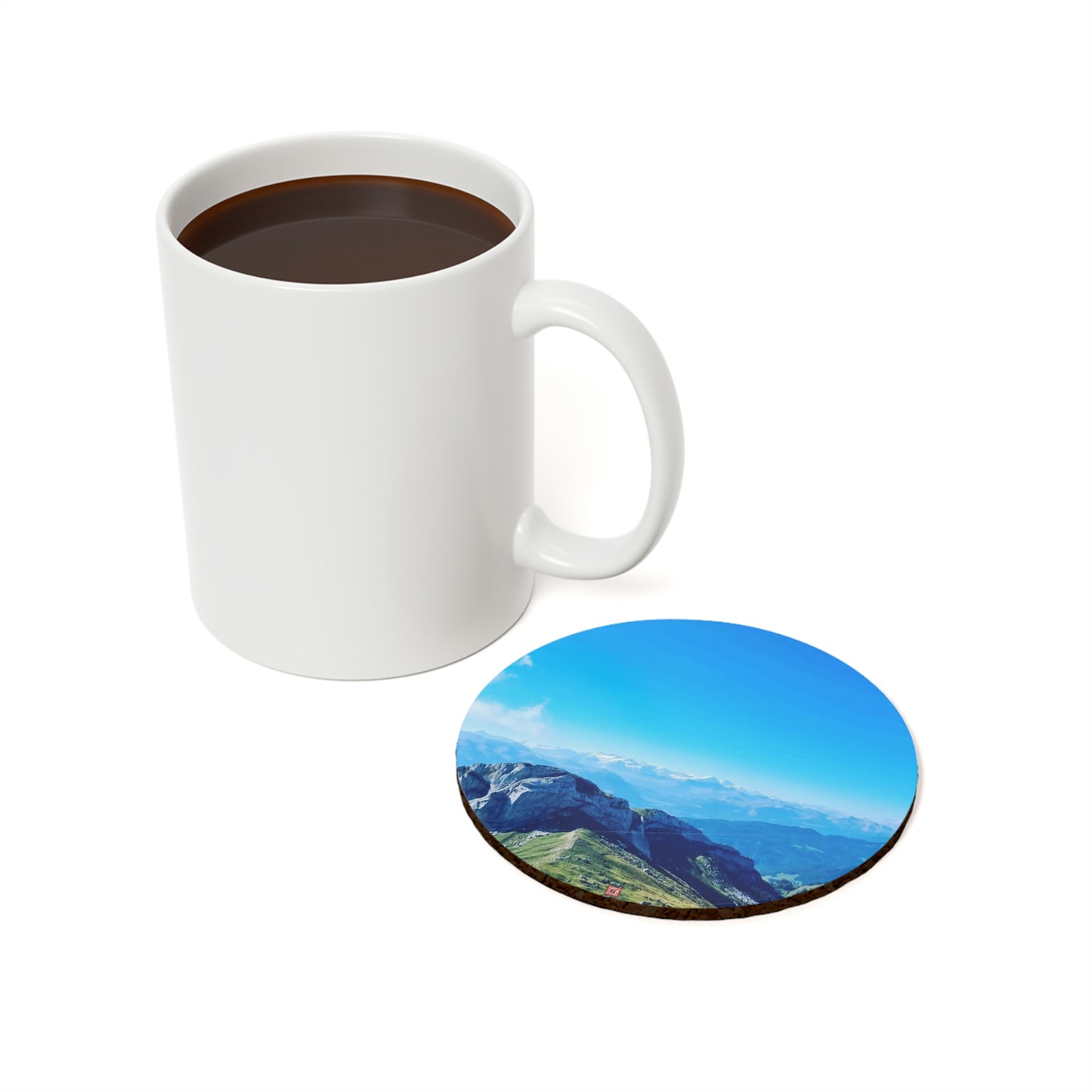 The Mt. Pilatus View | Switzerland | Cork Back Coaster