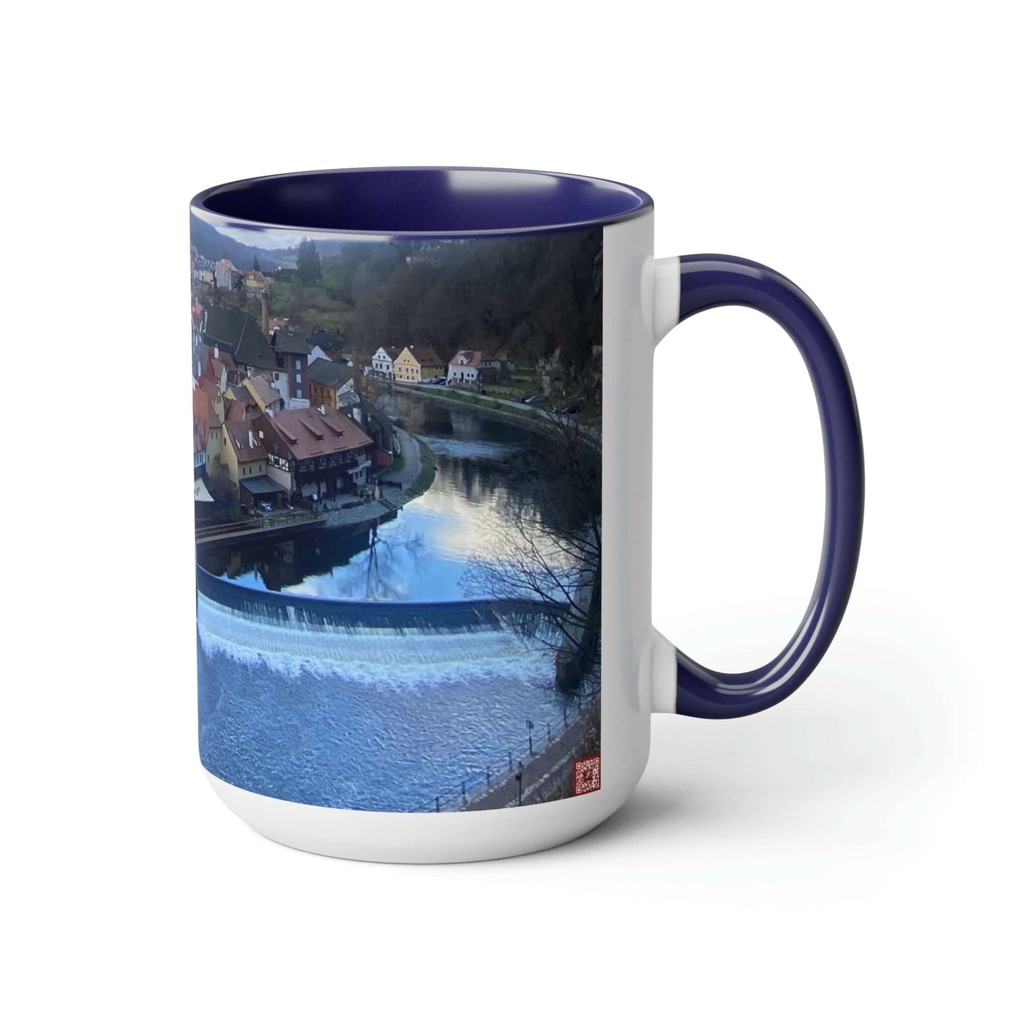 The River of Český Krumlov | Czech Republic | Two-Tone Coffee Mugs, 15oz