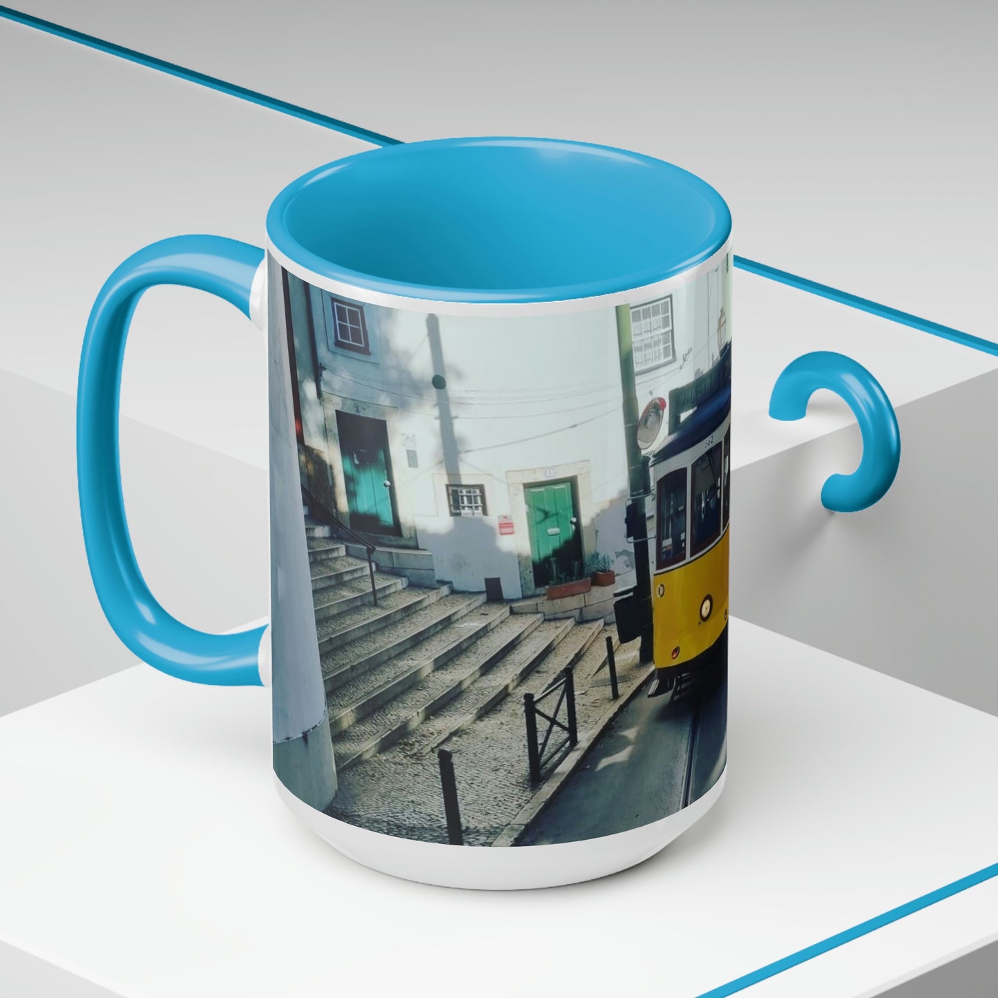 Remodelado Tram | Portugal | Two-Tone Coffee Mugs, 15oz