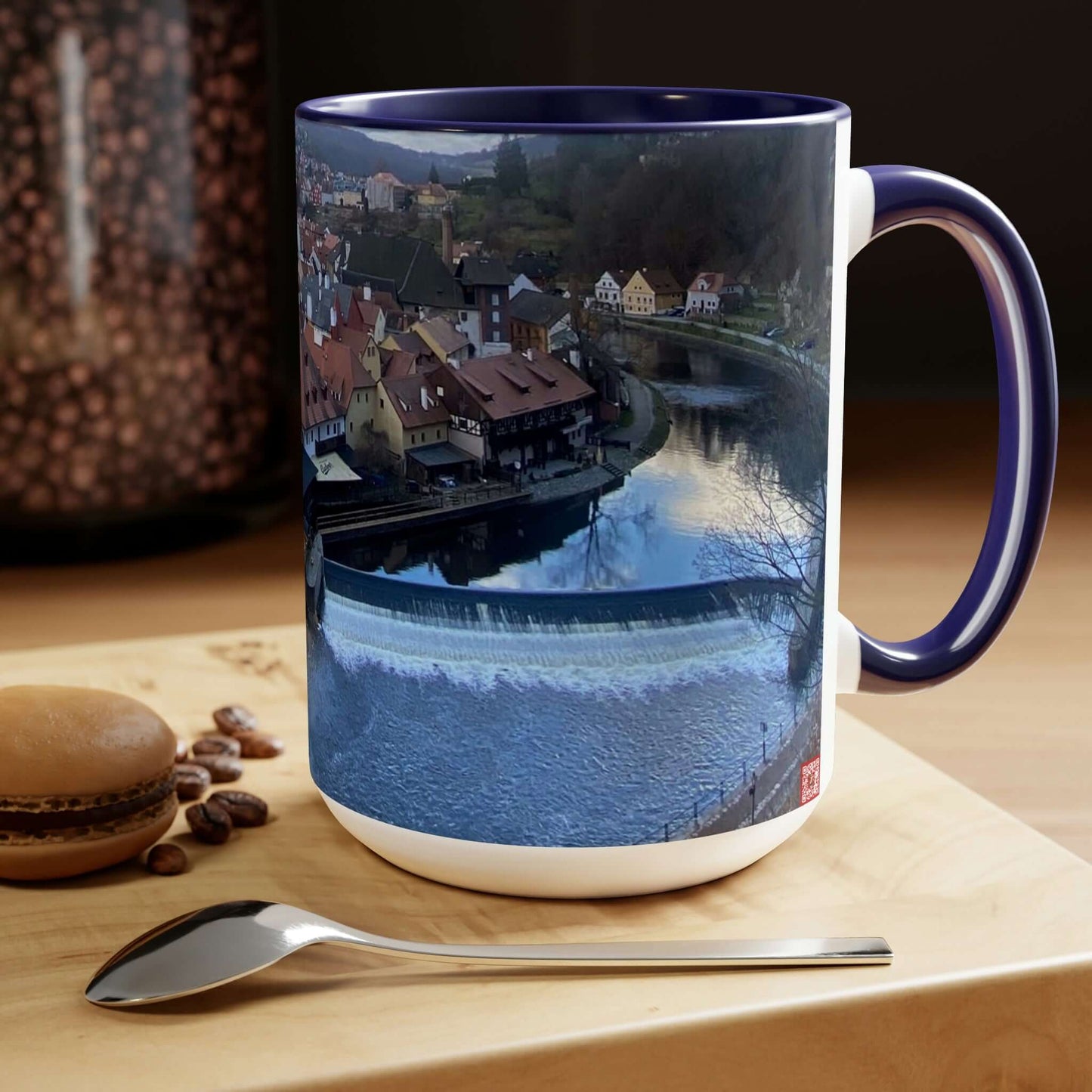 The River of Český Krumlov | Czech Republic | Two-Tone Coffee Mugs, 15oz