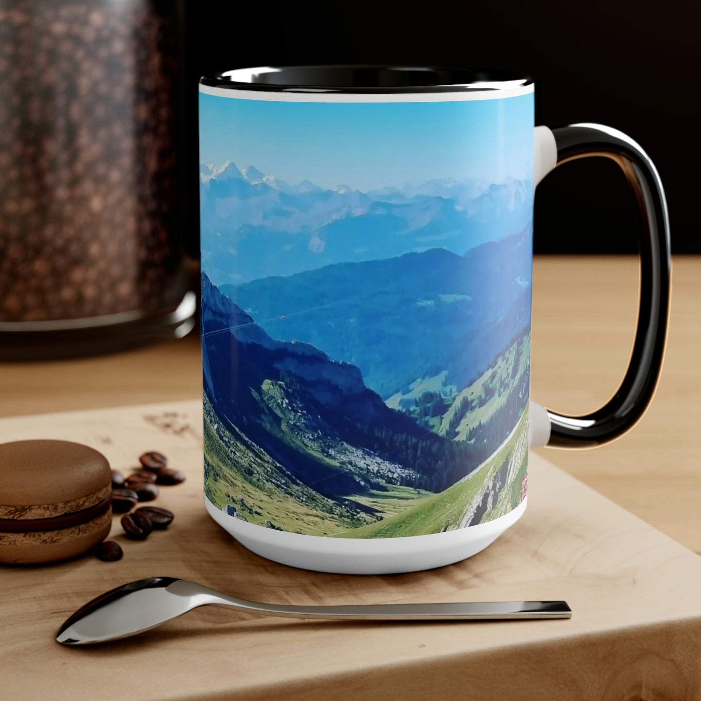 The Mt. Pilatus View | Switzerland | Two-Tone Coffee Mugs, 15oz