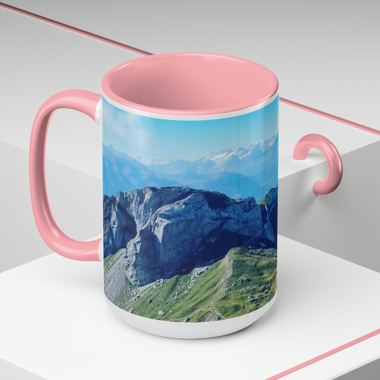 The Mt. Pilatus View | Switzerland | Two-Tone Coffee Mugs, 15oz