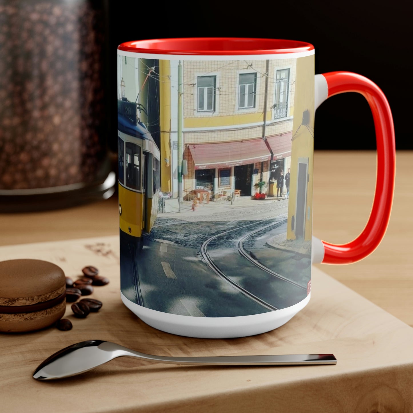 Remodelado Tram | Portugal | Two-Tone Coffee Mugs, 15oz