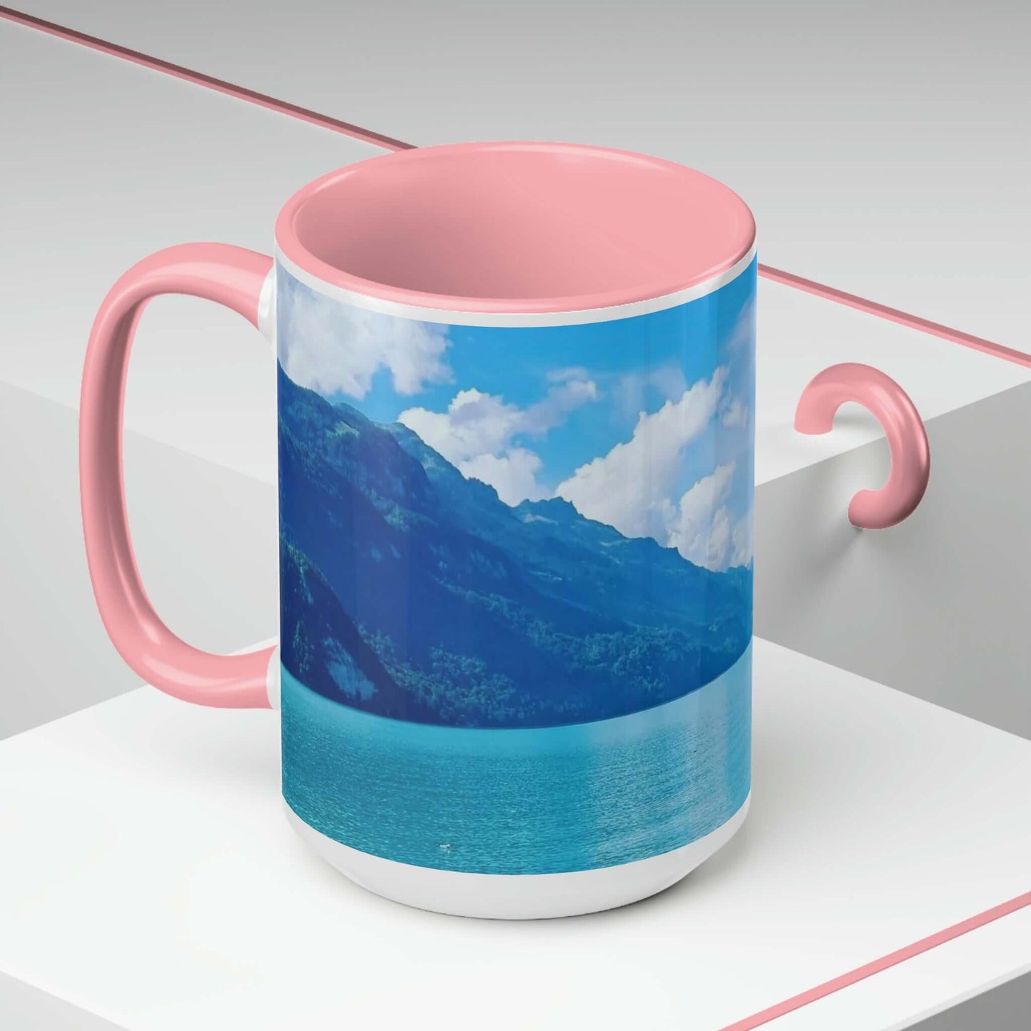 Lago de Brienz | Suiza | Tazas de café de dos tonos, 15 oz