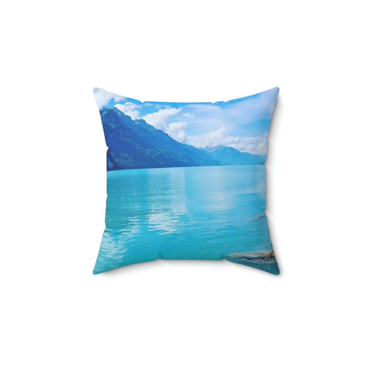 Lago de Brienz | Suiza | Almohada cuadrada de poliéster hilado