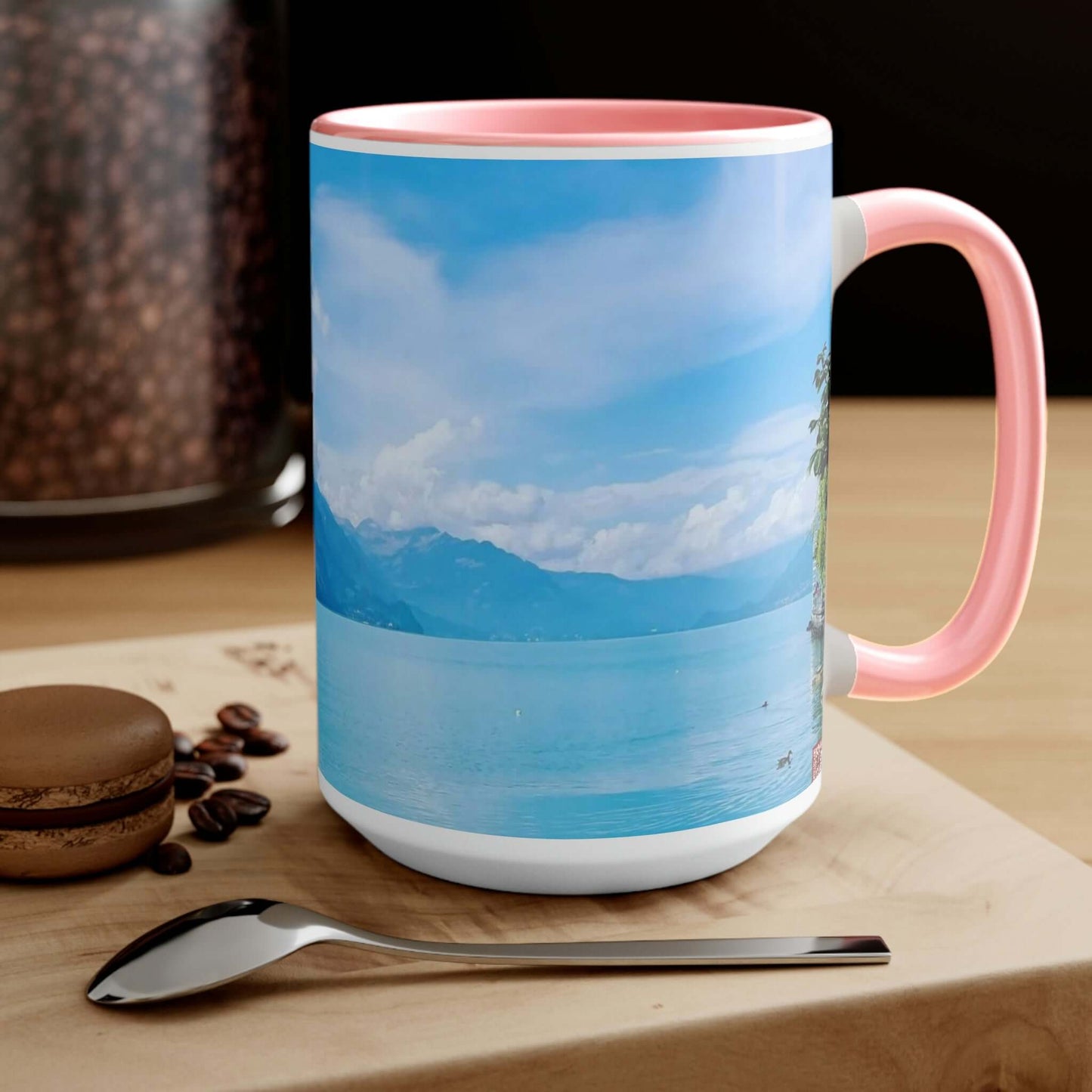 Lago de Brienz | Suiza | Tazas de café de dos tonos, 15 oz