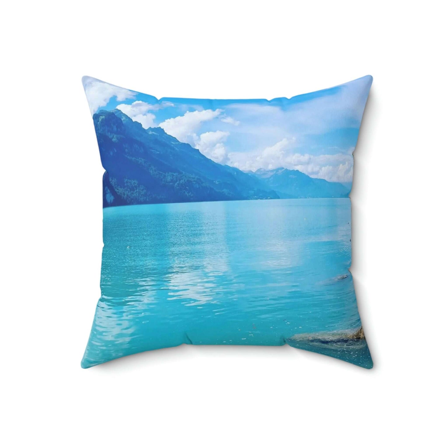 Lago de Brienz | Suiza | Almohada cuadrada de poliéster hilado