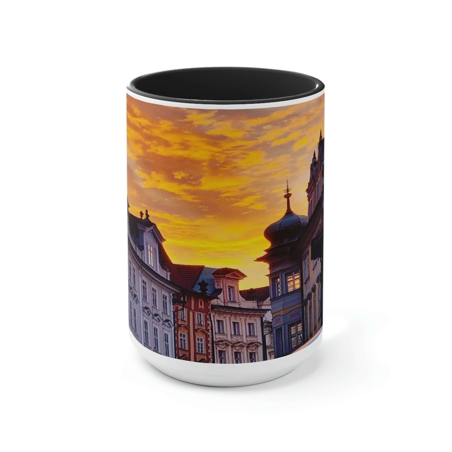El Centro de la Ciudad | República Checa | Tazas de café de dos tonos, 15 oz