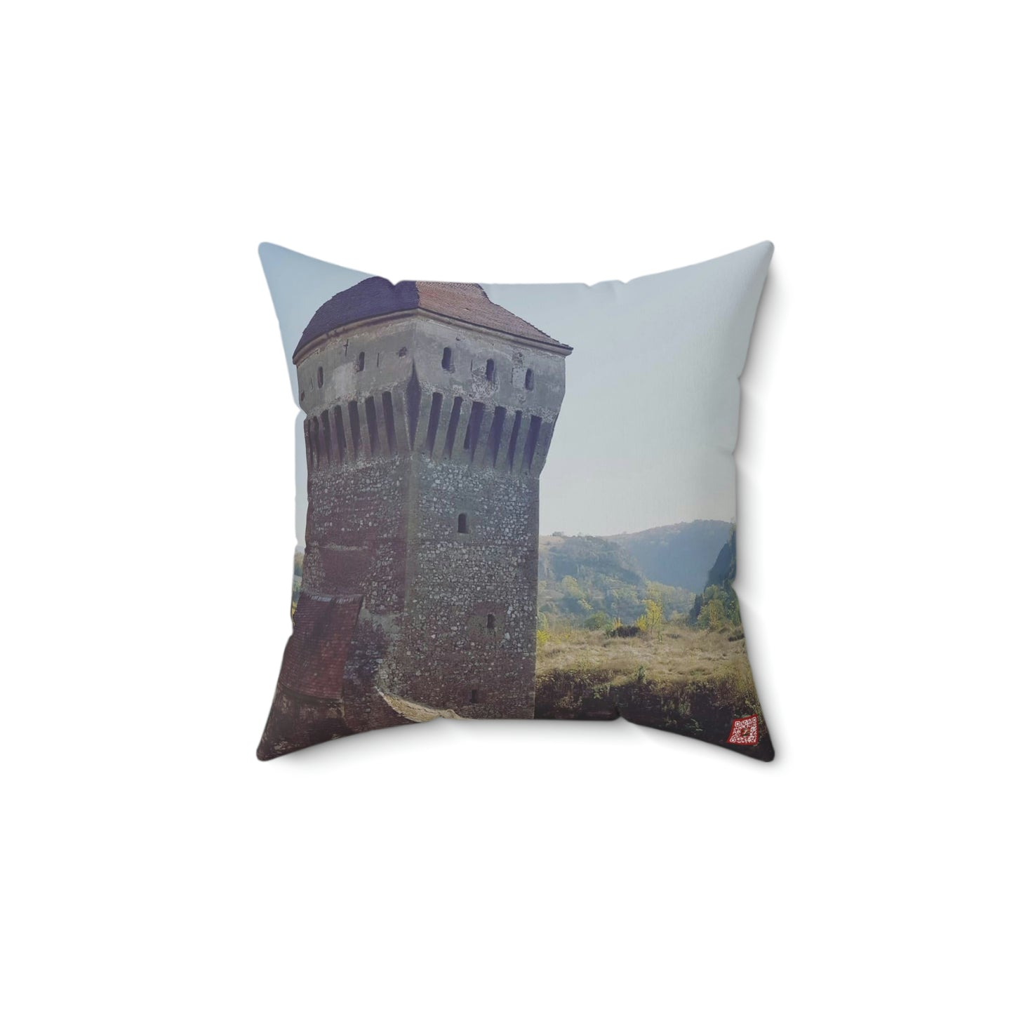 Château de Hunedoara Corvinilor | Roumanie | Oreiller carré en polyester filé