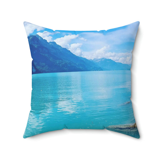 Lago de Brienz | Suiza | Almohada cuadrada de poliéster hilado