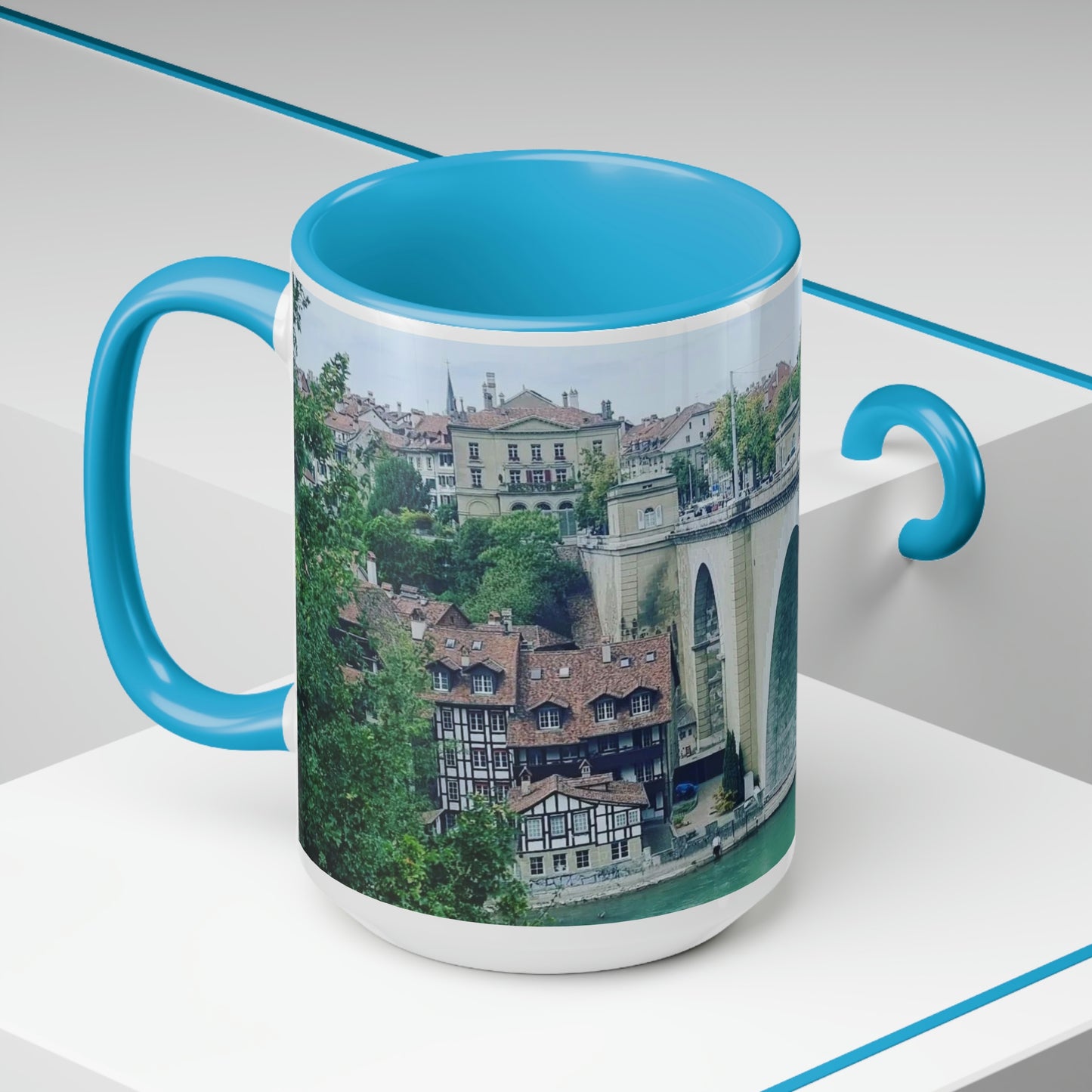 Berna | Suiza | Tazas de café de dos tonos, 15 oz