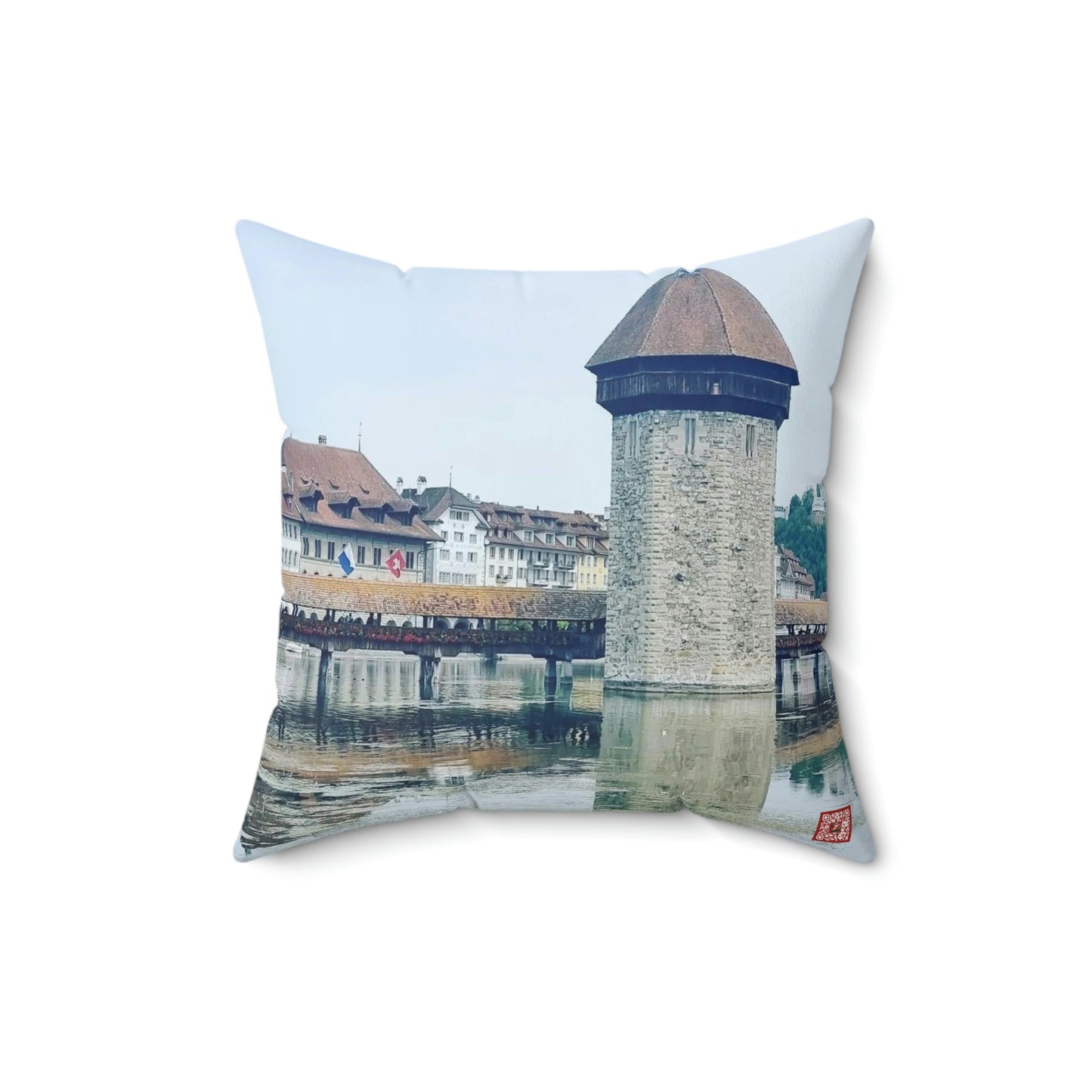 Chapel Bridge | Switzerland | Spun Polyester Square Pillow