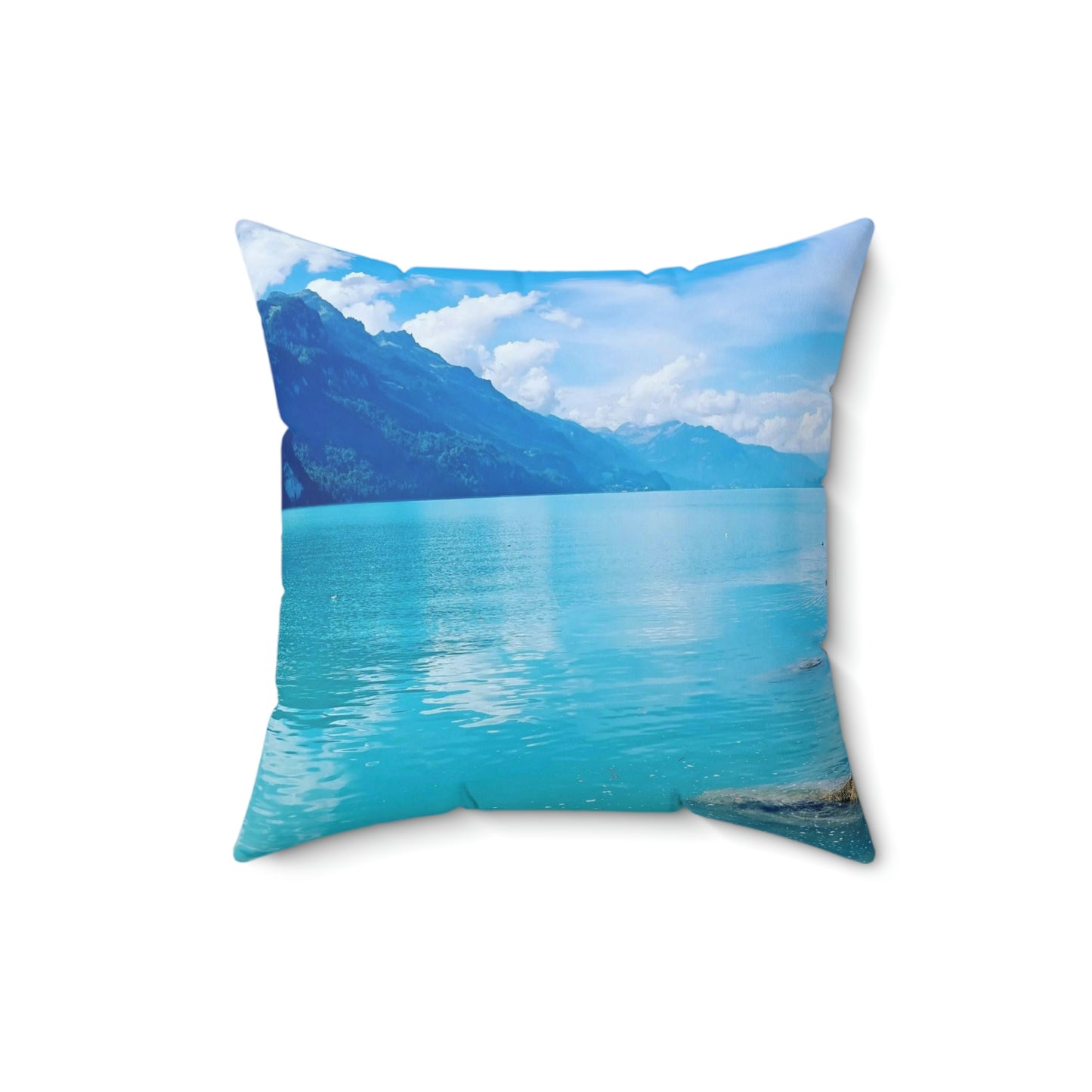 Lago de Brienz | Suiza | Almohada cuadrada de poliéster hilado