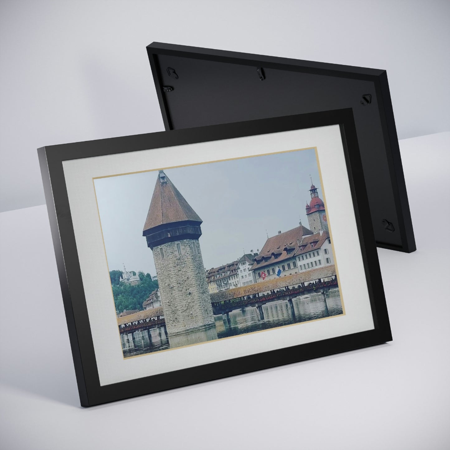 Chapel Bridge | Switzerland | Framed Posters, Black