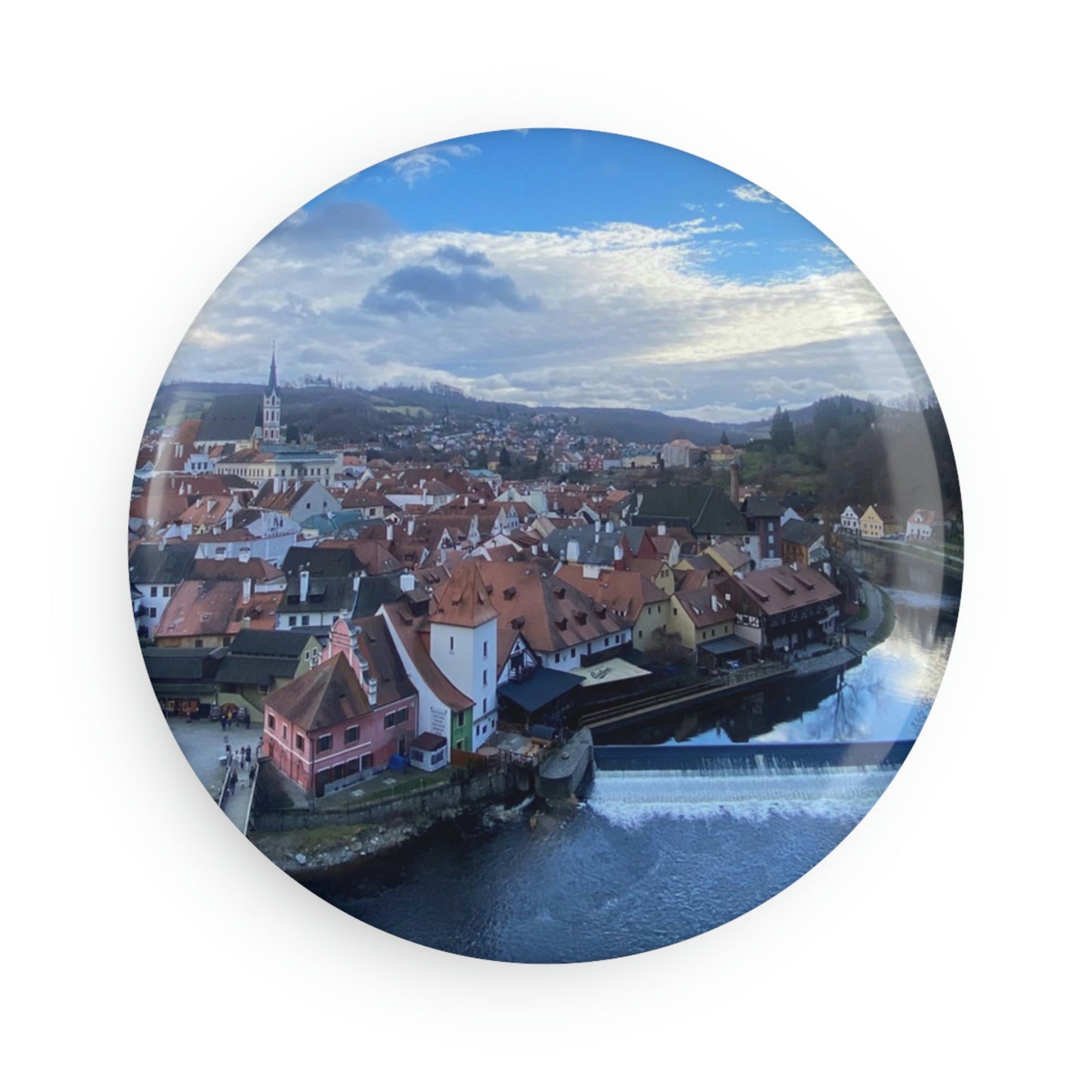 The River of Český Krumlov | Czech Republic | Button Magnet, Round (1 & 10 pcs)