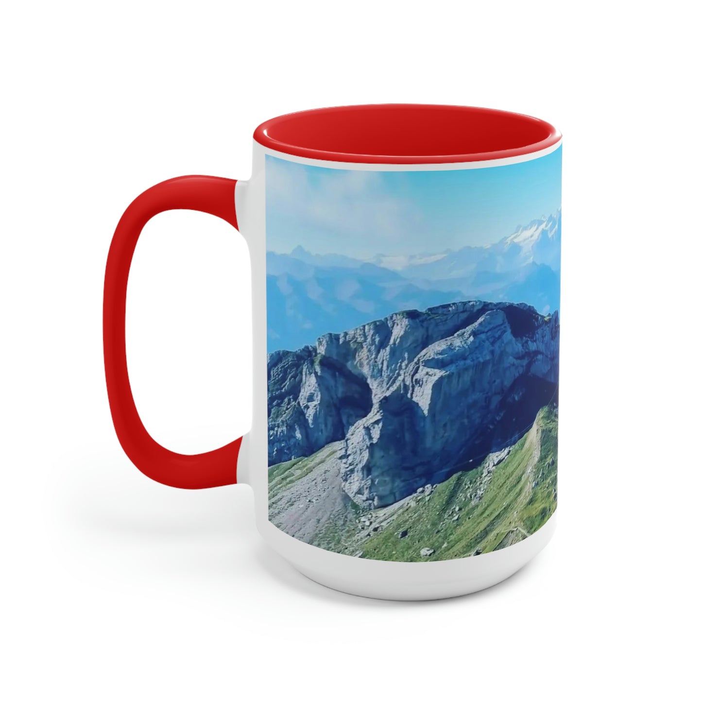 The Mt. Pilatus View | Switzerland | Two-Tone Coffee Mugs, 15oz