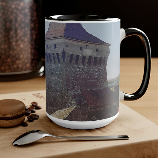 Castillo de Hunedoara Corvinilor | Rumania | Tazas de café de dos tonos, 15 oz