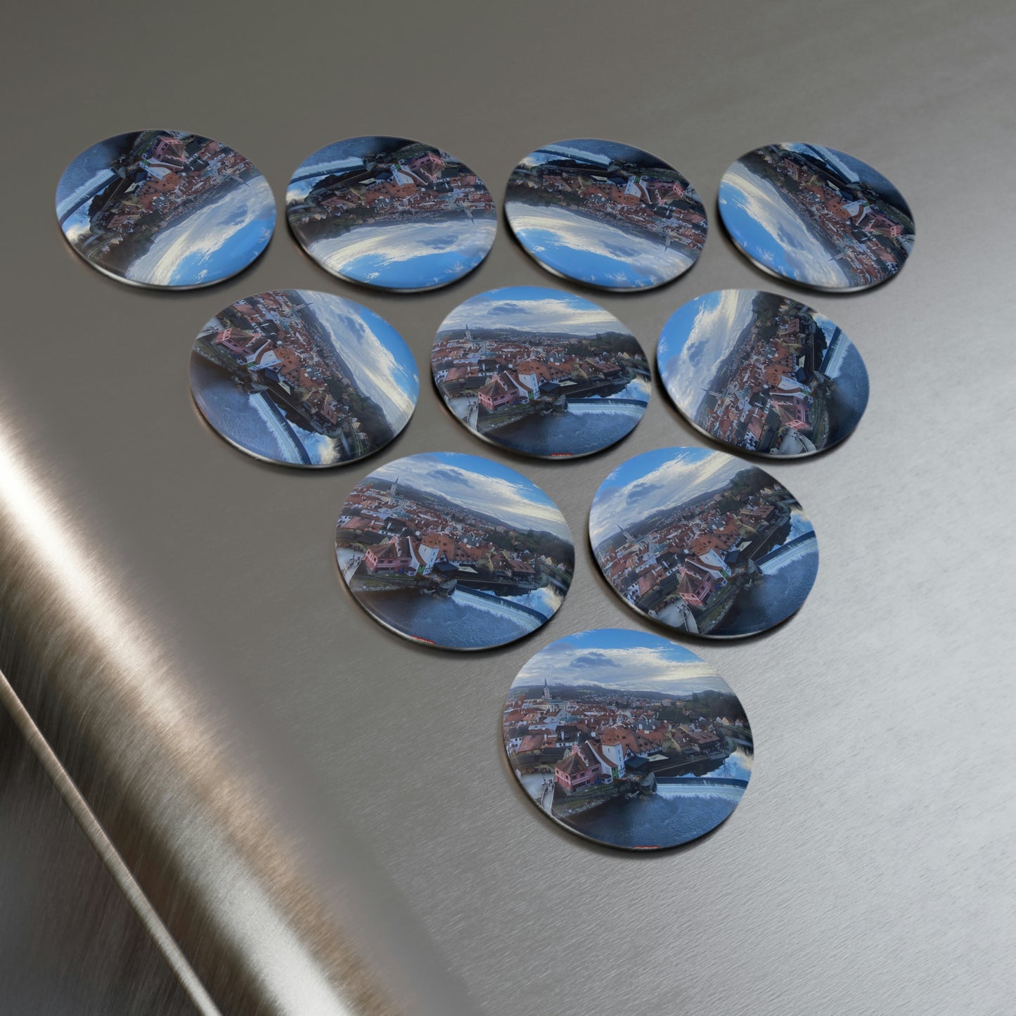 The River of Český Krumlov | Czech Republic | Button Magnet, Round (1 & 10 pcs)