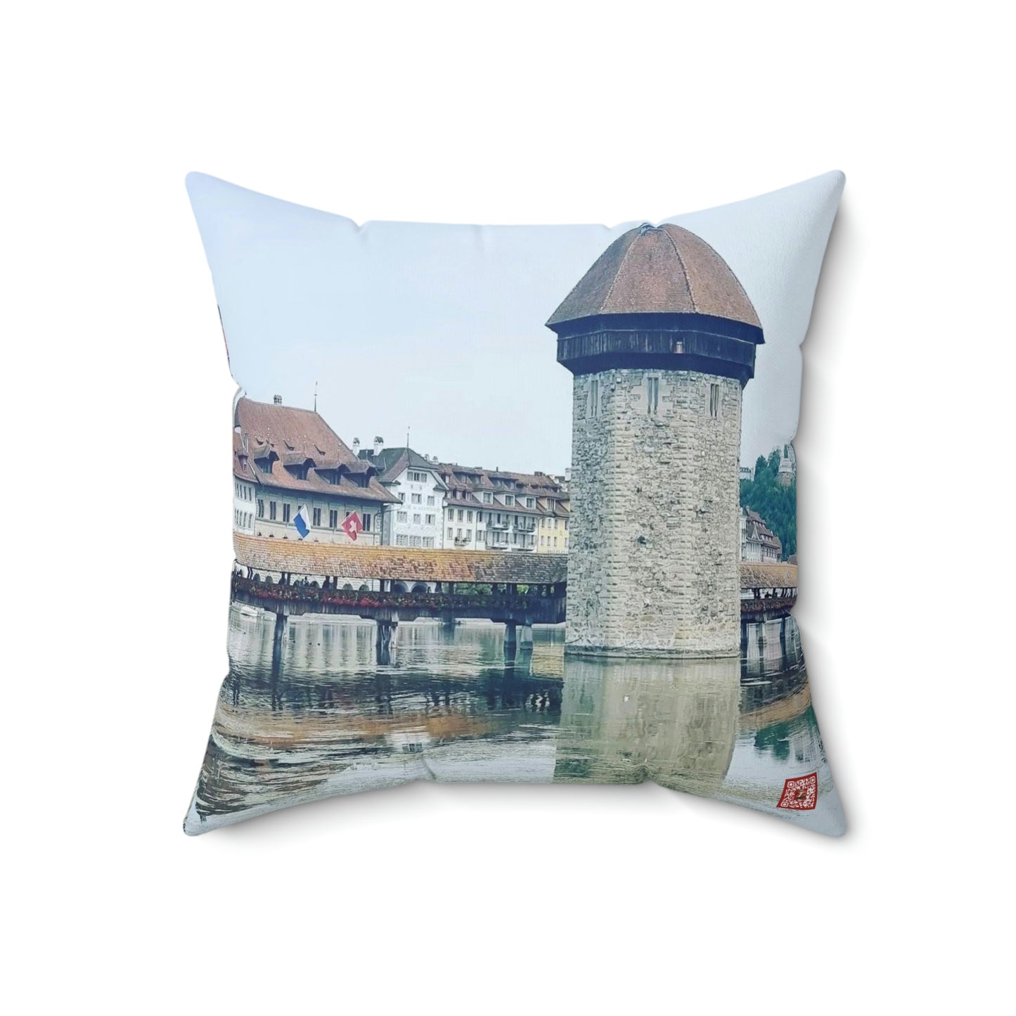 Chapel Bridge | Switzerland | Spun Polyester Square Pillow