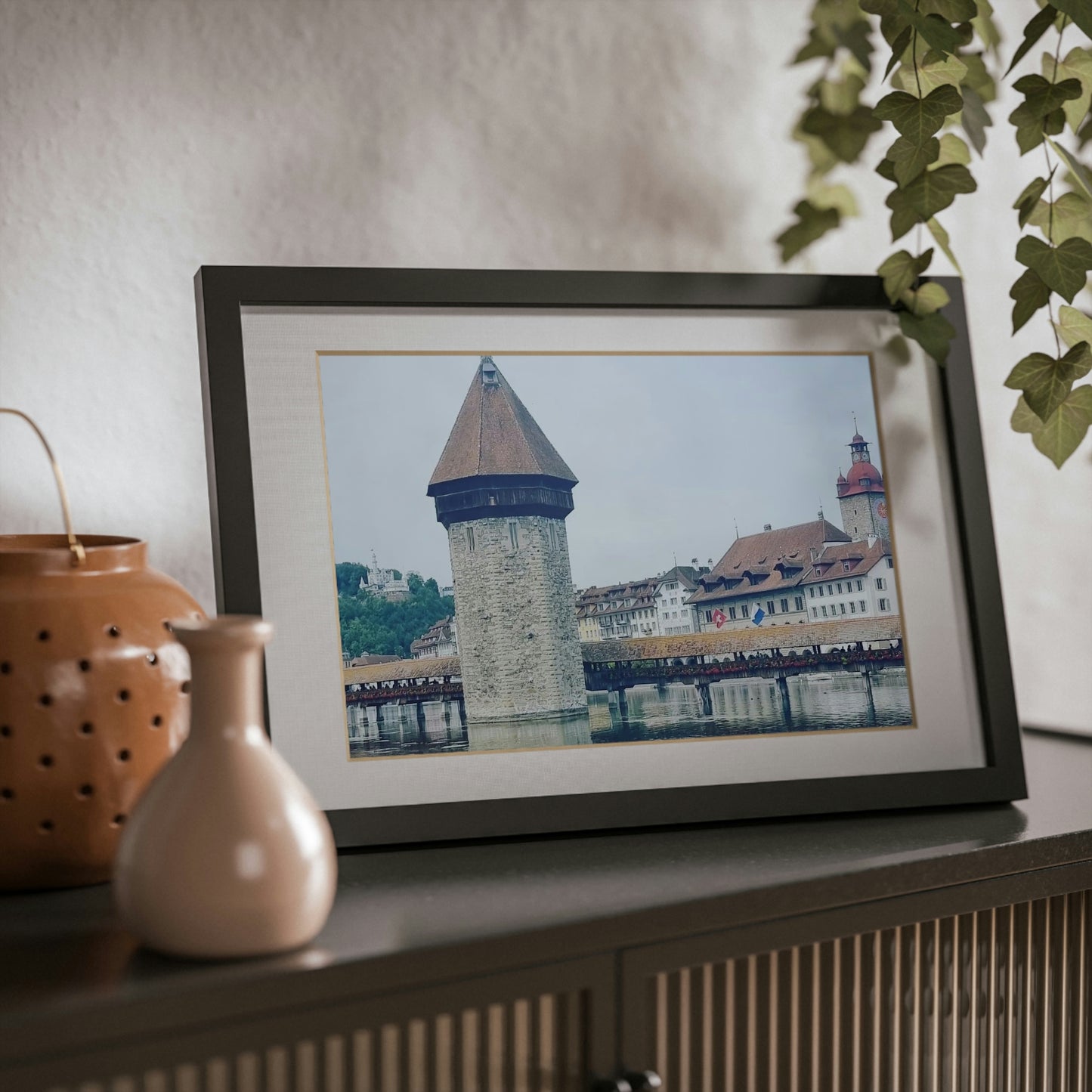 Chapel Bridge | Switzerland | Framed Posters, Black