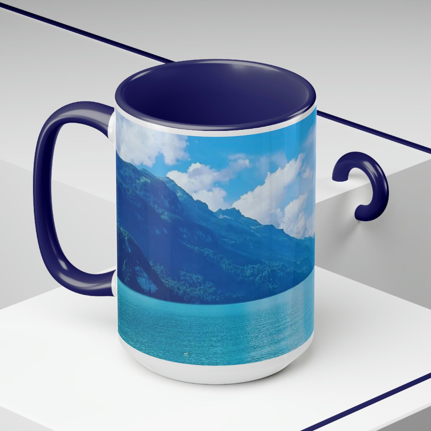 Lago de Brienz | Suiza | Tazas de café de dos tonos, 15 oz